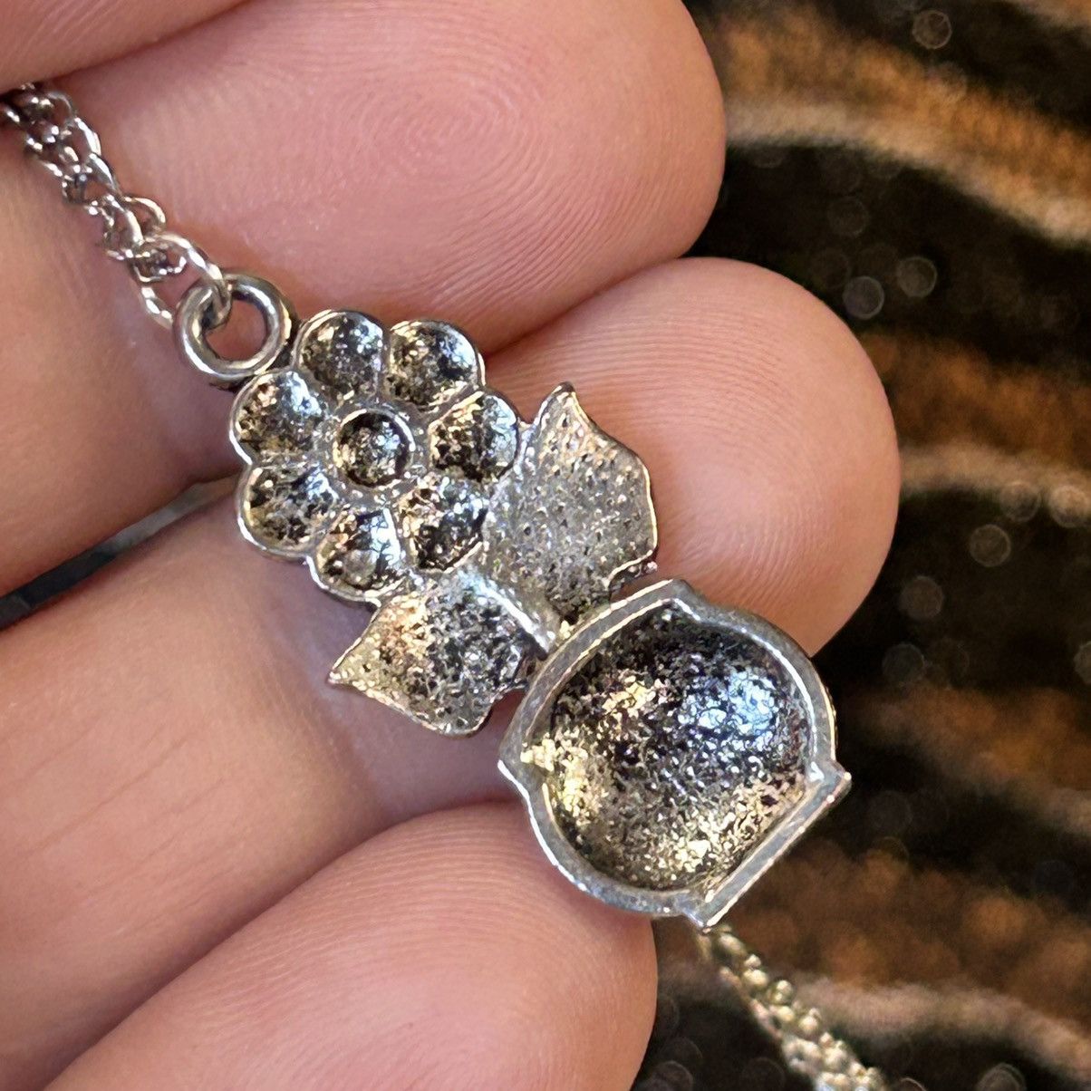 Handmade Handcrafted potted flower pendant on chain necklace Size ONE SIZE - 6 Thumbnail