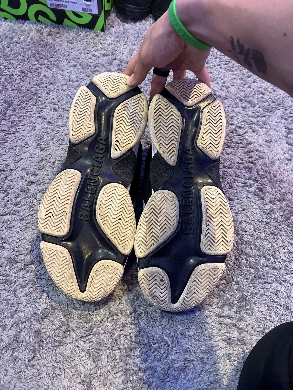 Balenciaga Balenciagas triple s “white green fluo” Size US 13 / EU 46 - 5 Thumbnail