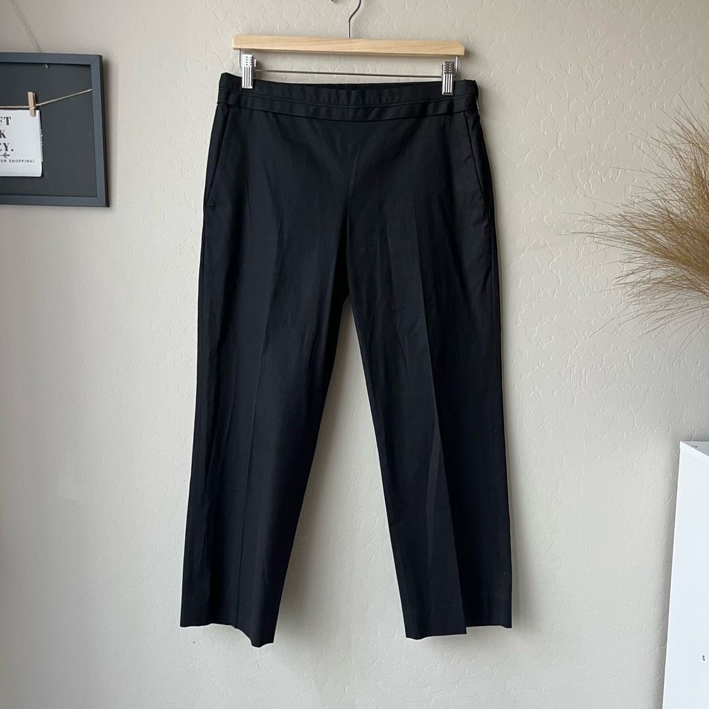 The Row The Row Black Mid Rise Straight Leg Cropped Cotton Trouser P Size 28" / US 6 / IT 42 - 2 Thumbnail