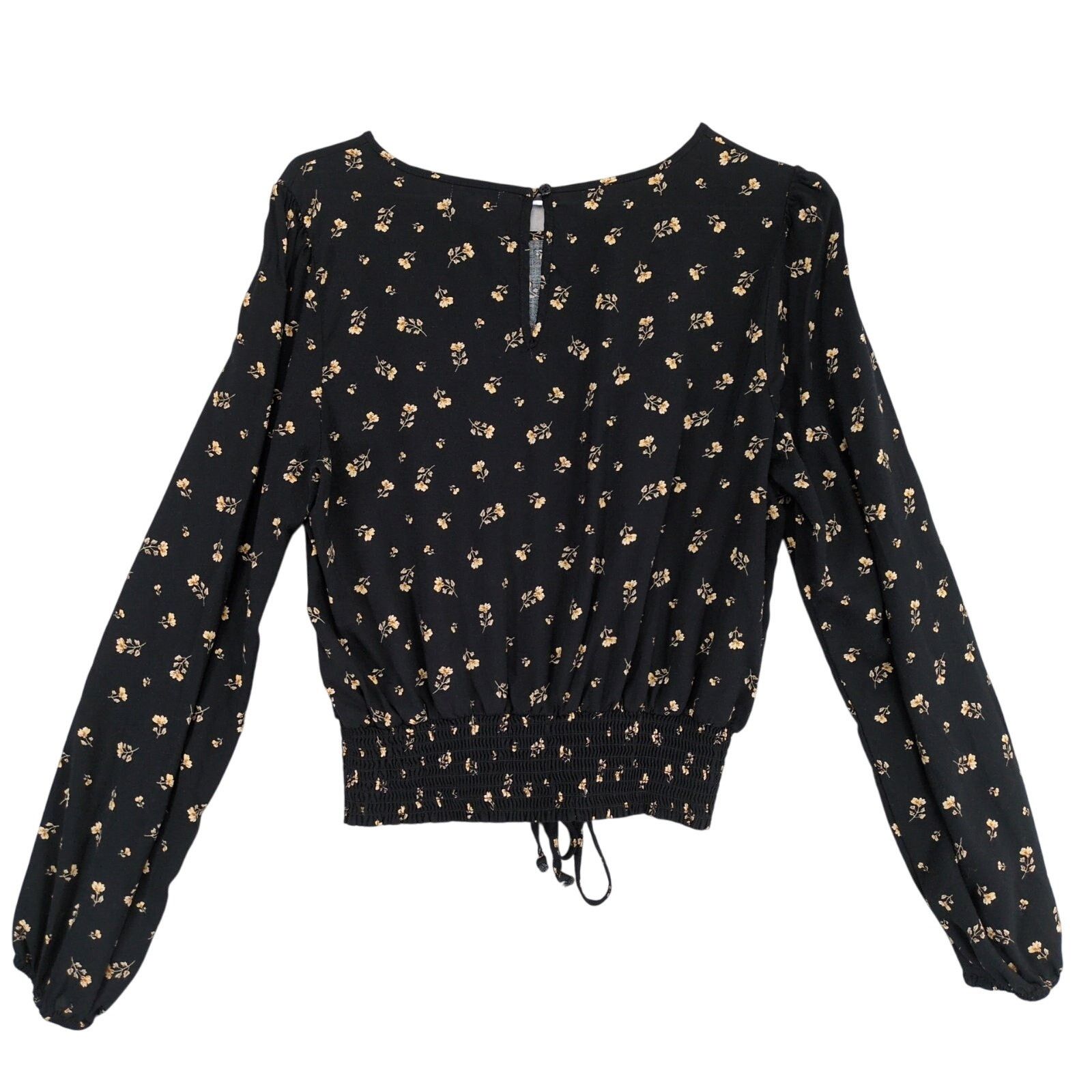 Other Love, Fire Women's XL Black Floral Puff Sleeve Crop Top Size XL / US 12-14 / IT 48-50 - 3 Thumbnail