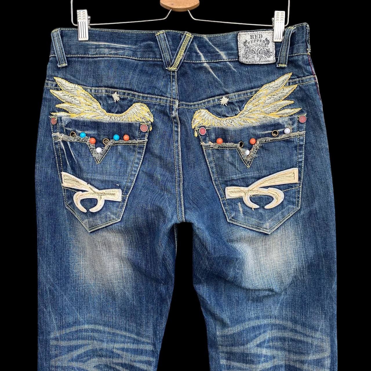 Japanese Brand × Le Grande Bleu (L.G.B.) × Tornado Mart A BEAUTIFUL FLARE DENIM RED PEPPER GOLD LABEL EAGLE WING Size US 31 - 13 Thumbnail