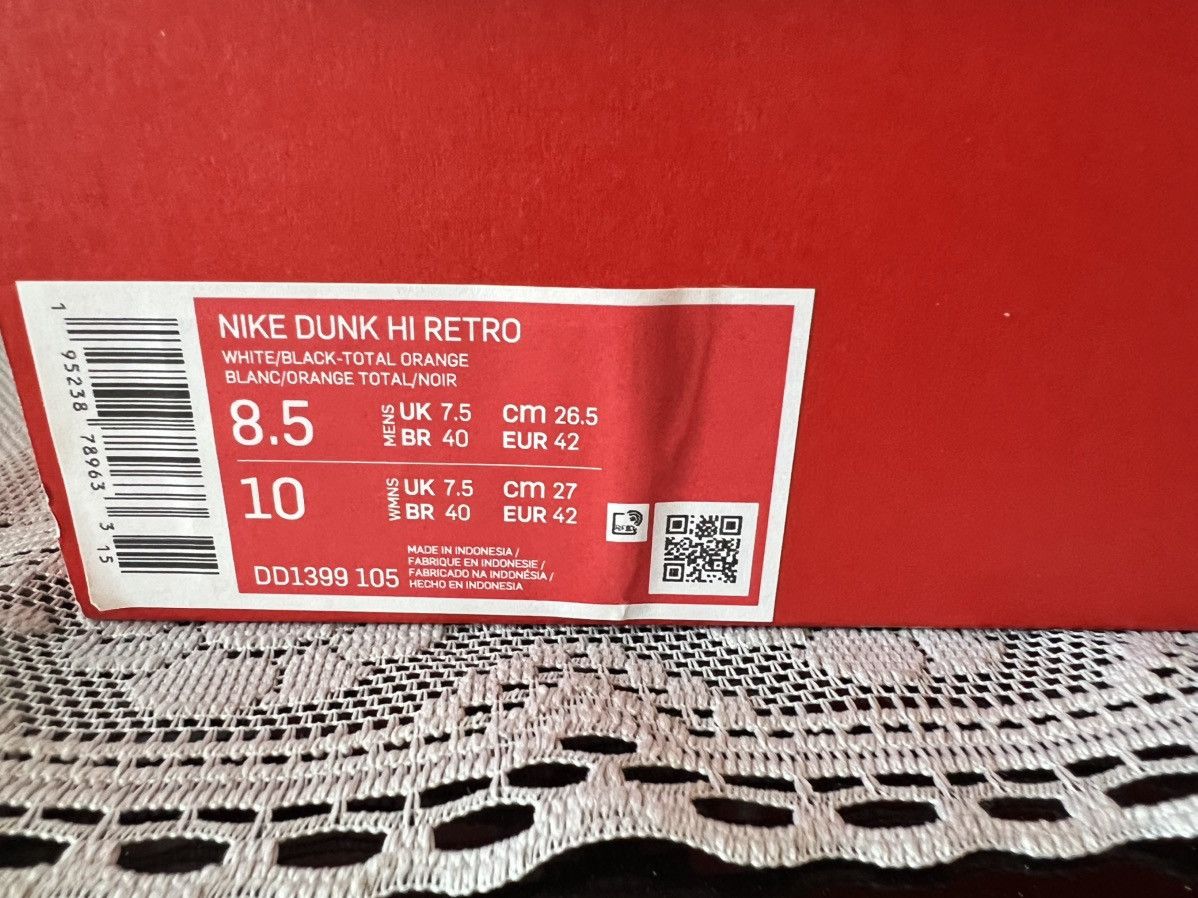 Nike Nike Dunk Hi Retro Panda Black + White Size US 8.5 / EU 41-42 - 8 Thumbnail