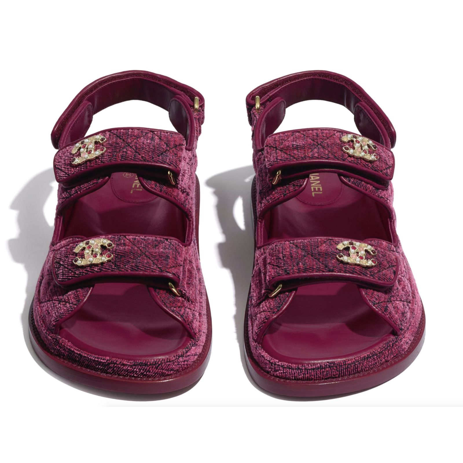 Chanel Chanel 21A Pink Velvet Denim CC Logo Mule Slide Strap Flat Size US 9 / IT 39 - 5 Thumbnail