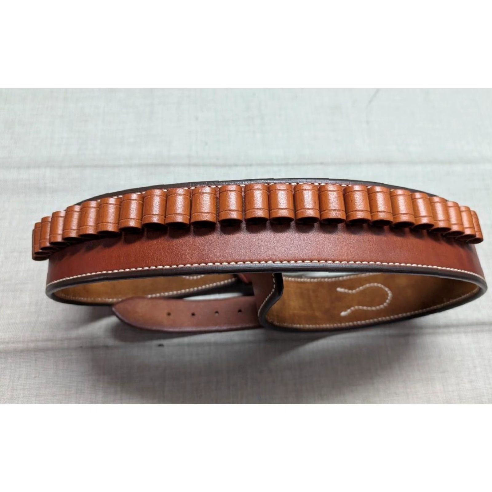 Vintage VINTAGE Andrews belt Western Belt Men 38/40 Brown Leather Cowboy Holster Cartridge Ammo Ranger 2.5" width Men Size 38 - 6 Thumbnail