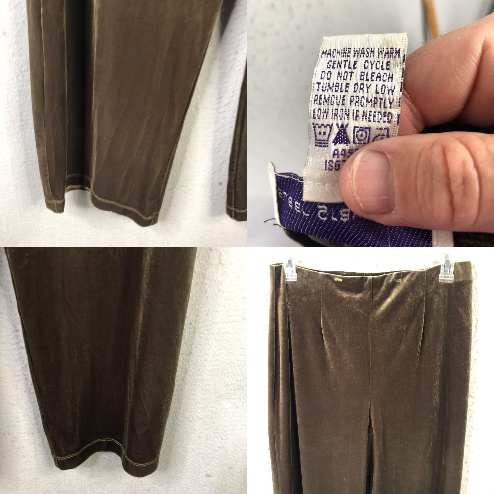 Vintage Susan Graver Style Pants Womens Petite Large Brown Velour Pull On Elastic Waist Pants Size 36" / US 14 / IT 50 - 8 Thumbnail