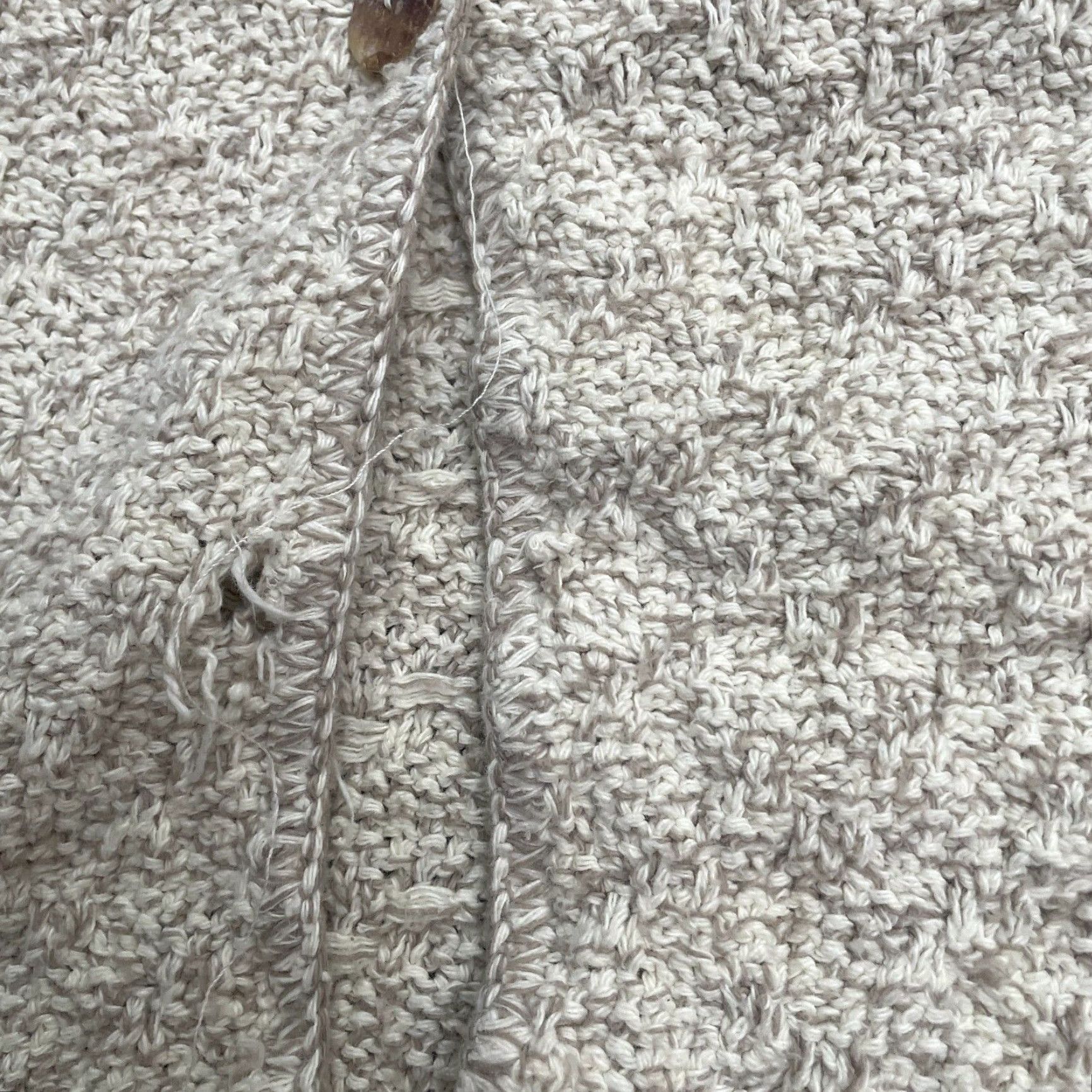 Vintage Reba Rose Cardigan Sweater Womens 2X Beige Crochet Chunky Knit Cotton Casual Size XXL / US 16-18 / IT 52-54 - 4 Thumbnail
