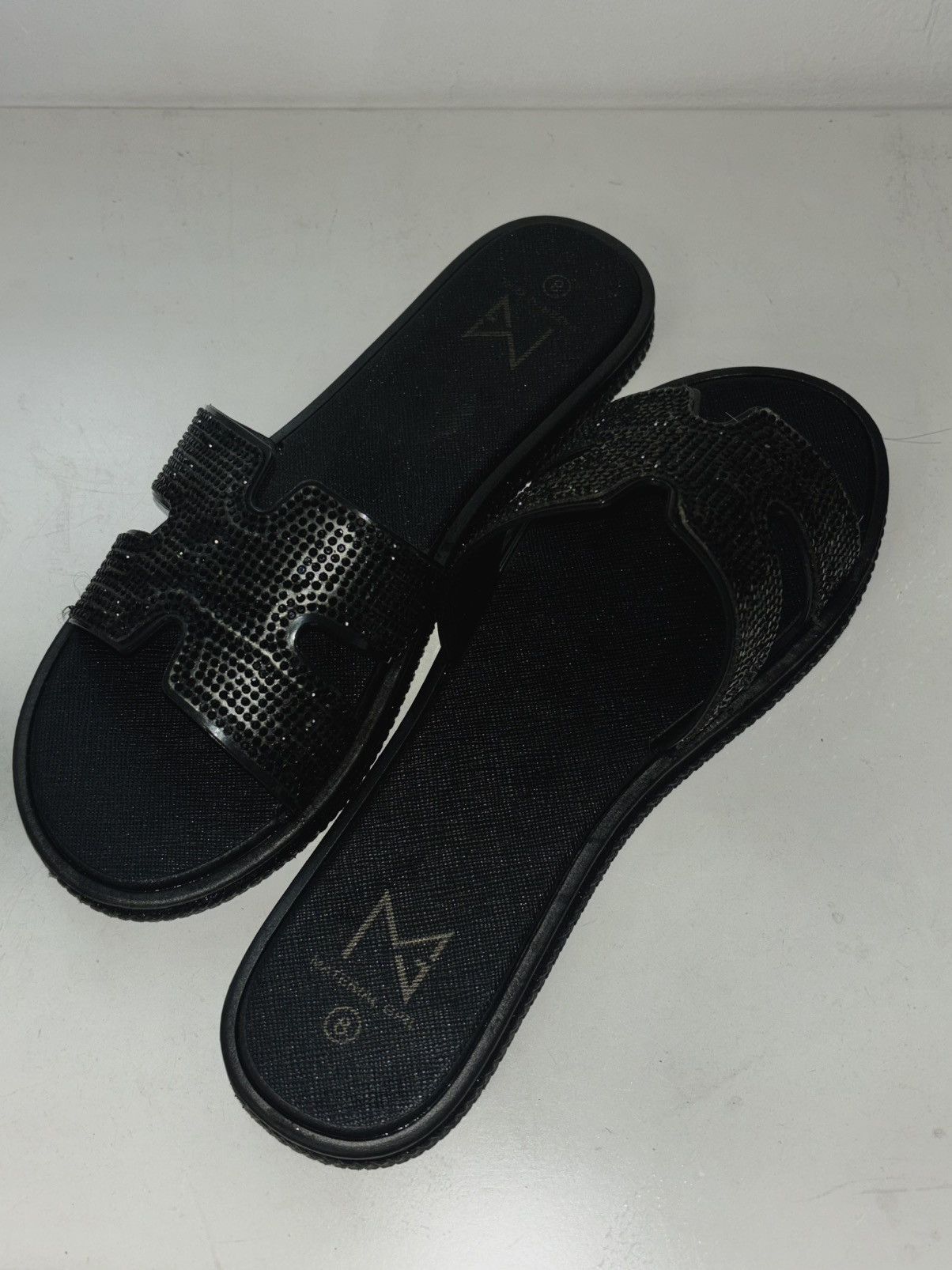 Other Material Girl Black Sparkly Slide Sandals Size US 8 / IT 38 - 3 Thumbnail