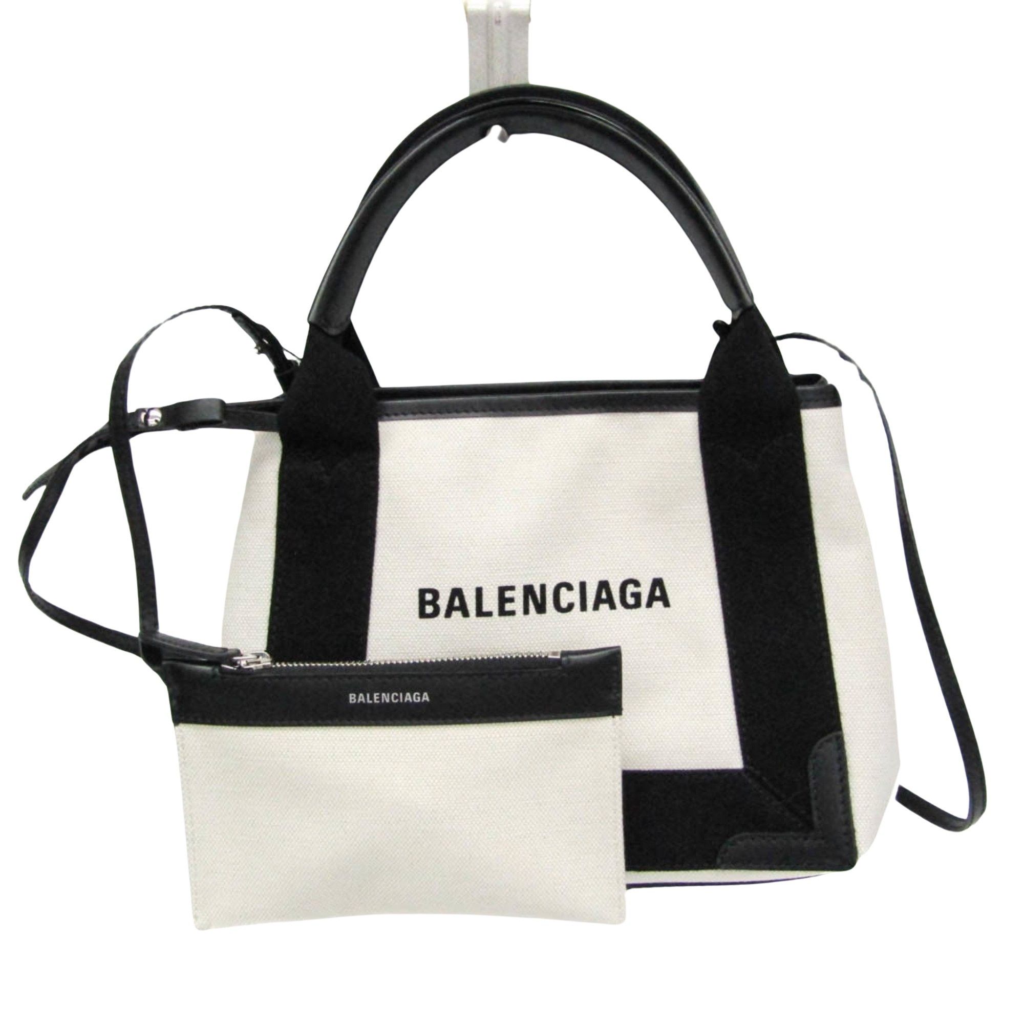 Balenciaga Navy Beige Canvas Handbag (Pre-Owned) Size ONE SIZE - 1 Thumbnail