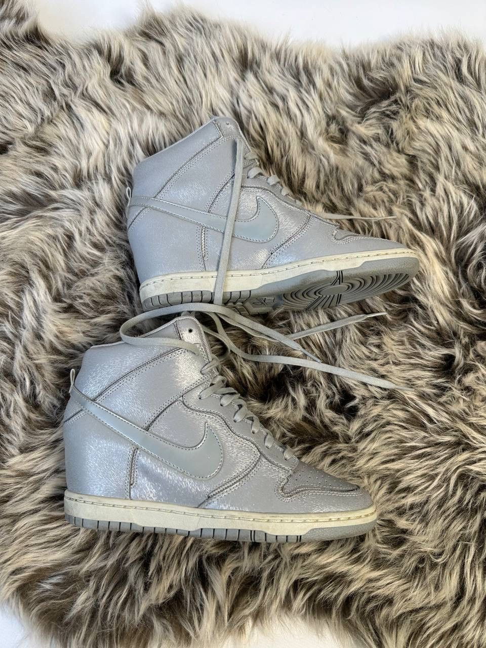 Nike 🔥Nike Dunk Sky Hi Cut Out Silver Sneakers Size US 8.5 / IT 38.5 - 3 Thumbnail
