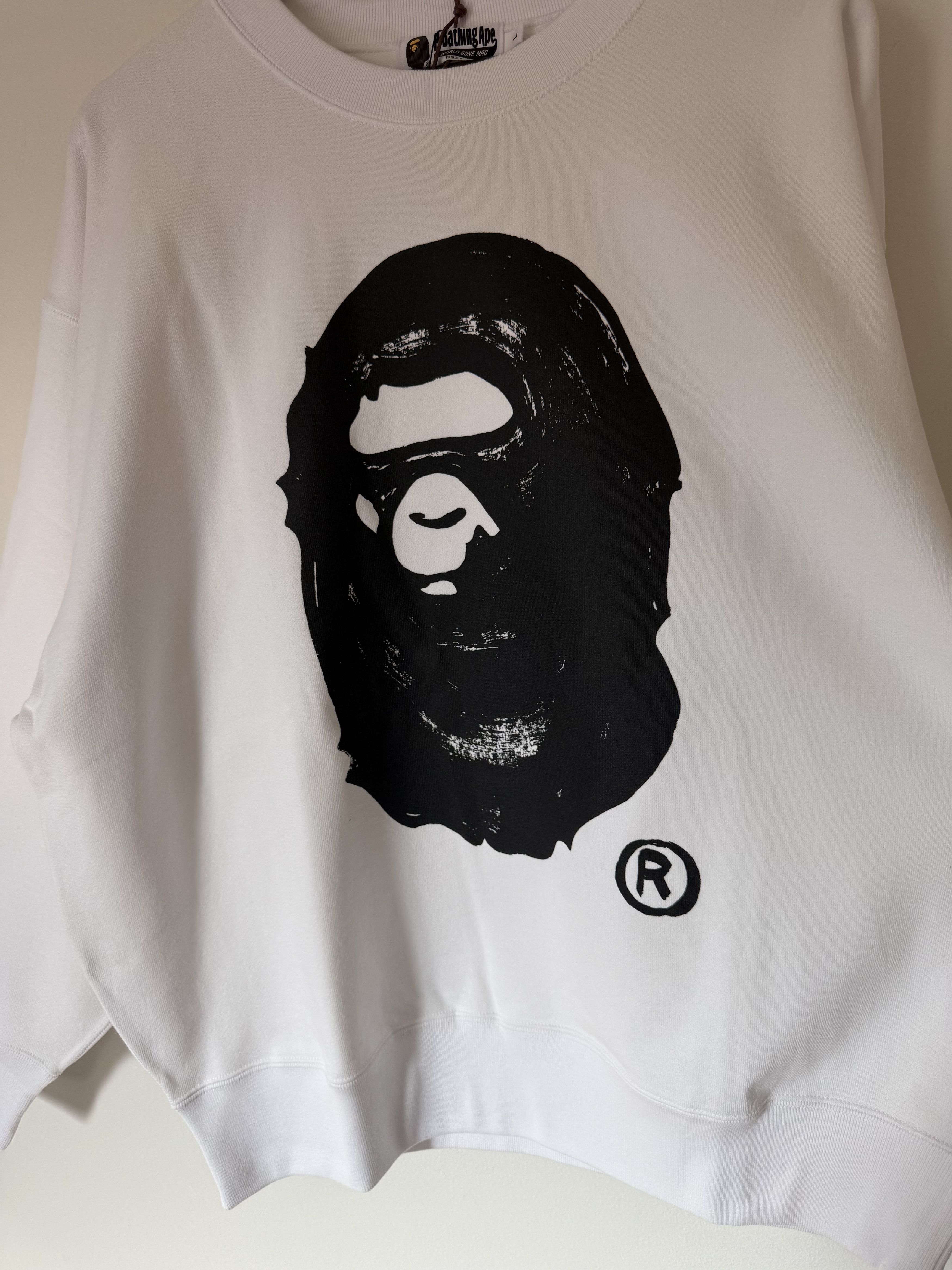 Bape × Joshua Vides Joshua Vides Bape Ape Head Sweatshirt in White Size US L / EU 52-54 / 3 - 3 Thumbnail
