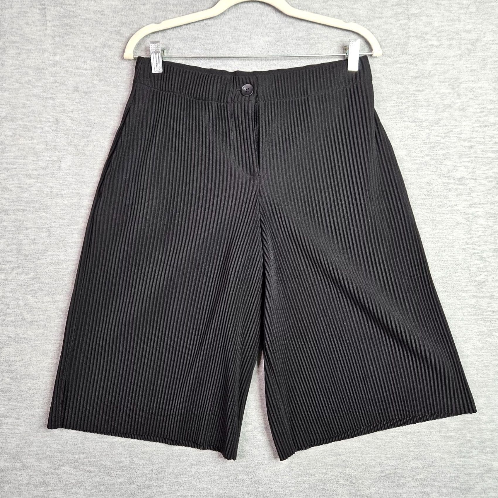 Cos COS Women's Black Pleated Elastic Waist Wide Leg Crop Pants S Size 28" / US 6 / IT 42 - 2 Thumbnail