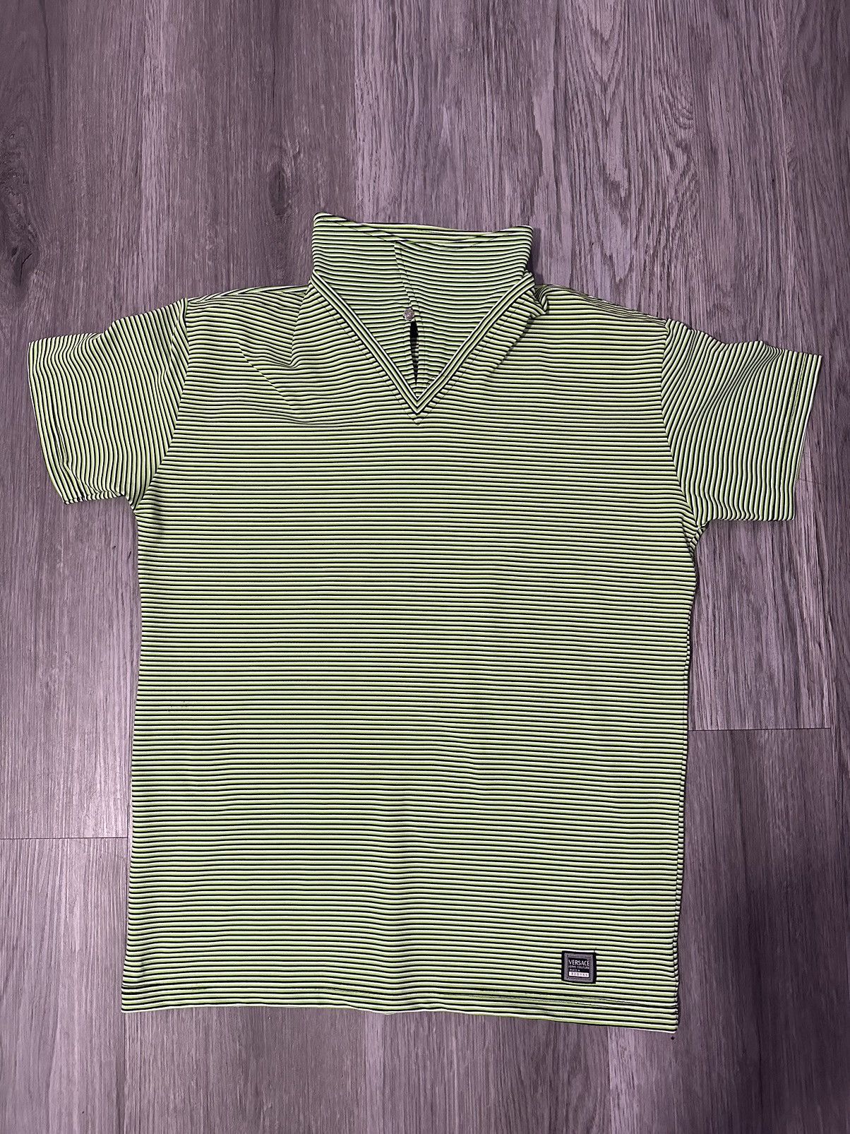 Versace Green striped versace shirt Size US XL / EU 56 / 4 - 1 Thumbnail