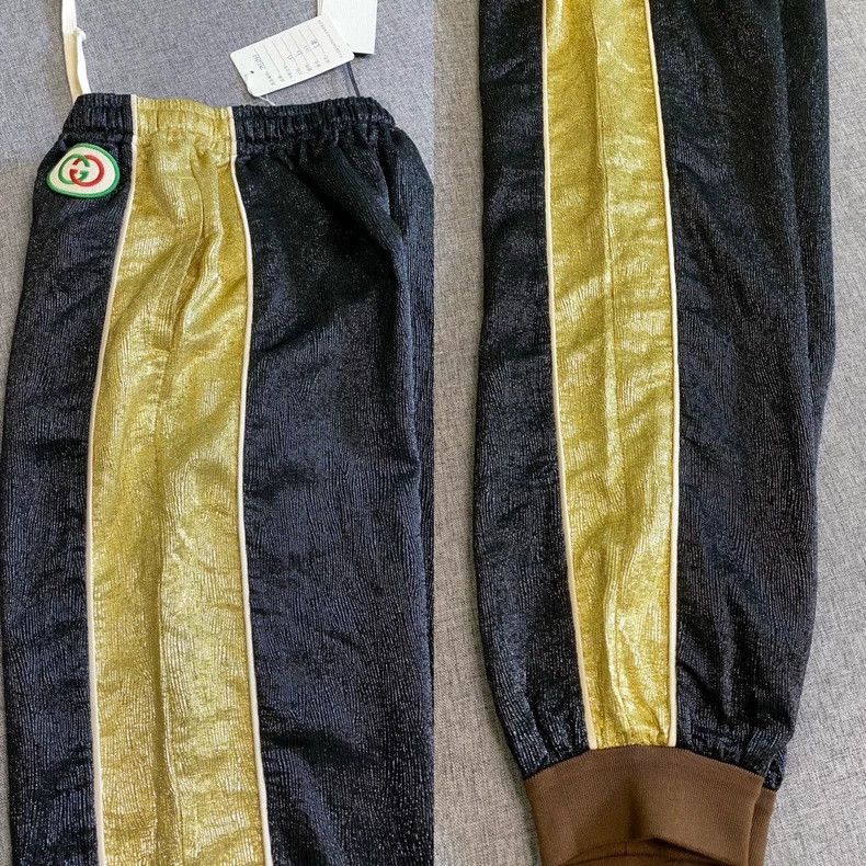 Gucci Gucci Size XS FW21 Crepe gold and silver silk casual trouse Size 29" - 4 Thumbnail