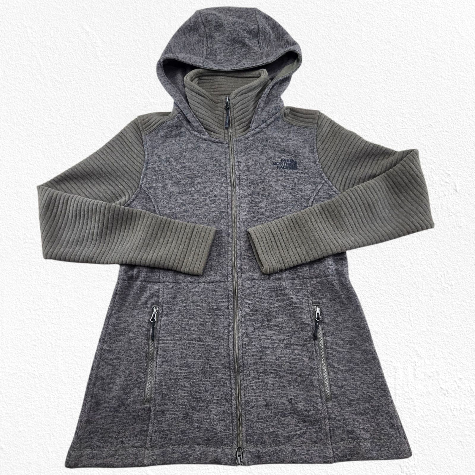 The North Face North Face Olive Green Gray Fleece Hoodie Coat Size Medium Size M / US 6-8 / IT 42-44 - 2 Thumbnail