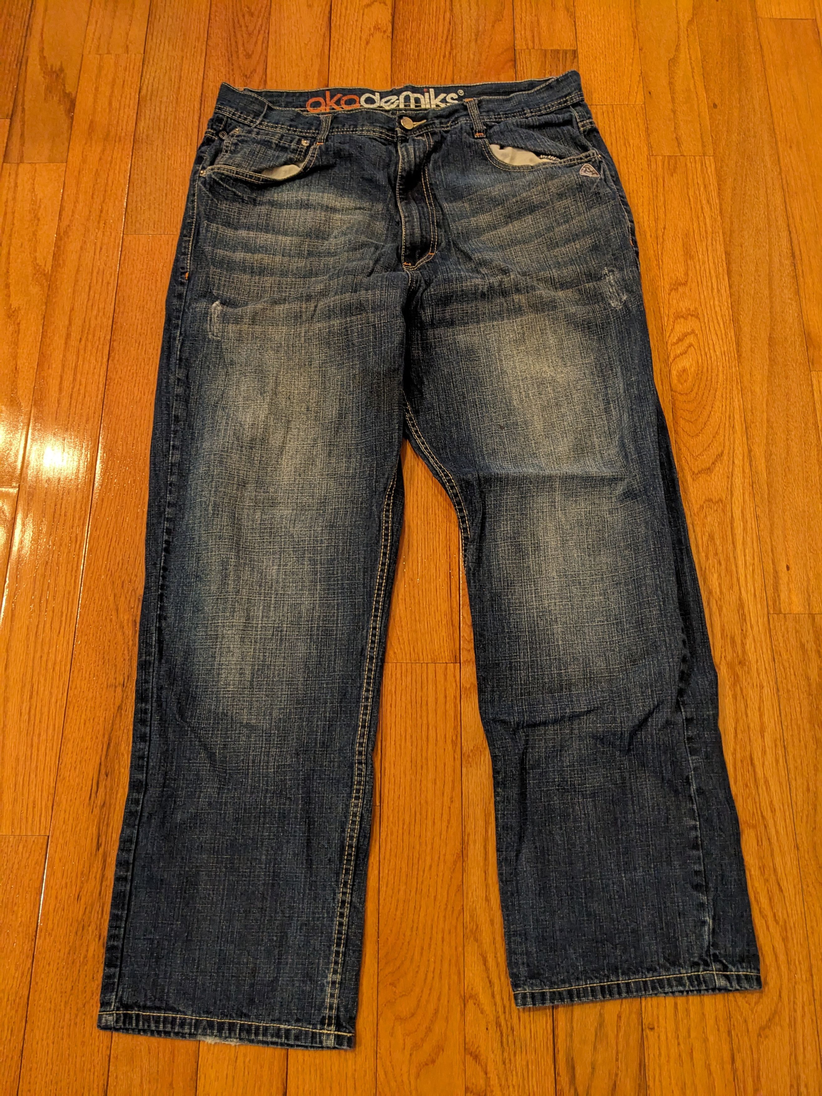 Akademiks × Vintage Vintage Y2K Akademiks 40 x 32 Straight Leg Blue Denim Jeans Size US 40 / EU 56 - 5 Thumbnail