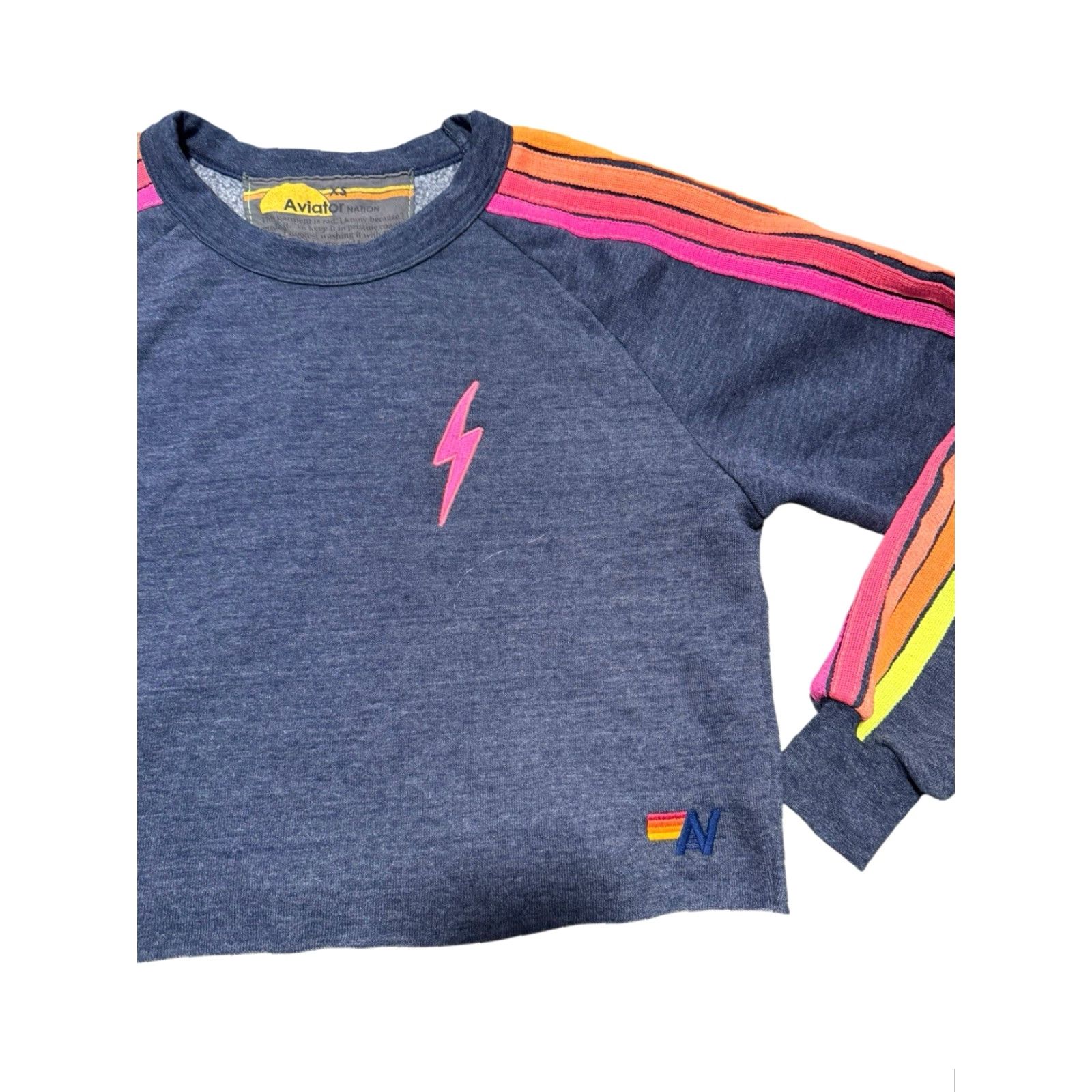 Aviator Nation AVIATOR NATION Bolt Cropped Classic Five Stripe Crewneck Sweatshirt XS Size XS / US 0-2 / IT 36-38 - 6 Thumbnail