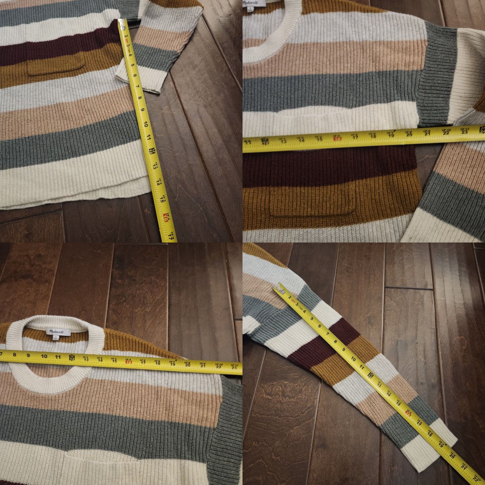 Madewell Madewell Striped Knit Sweater Women’s L Crewneck Pocket Cozy Fall Size L / US 10 / IT 46 - 8 Thumbnail