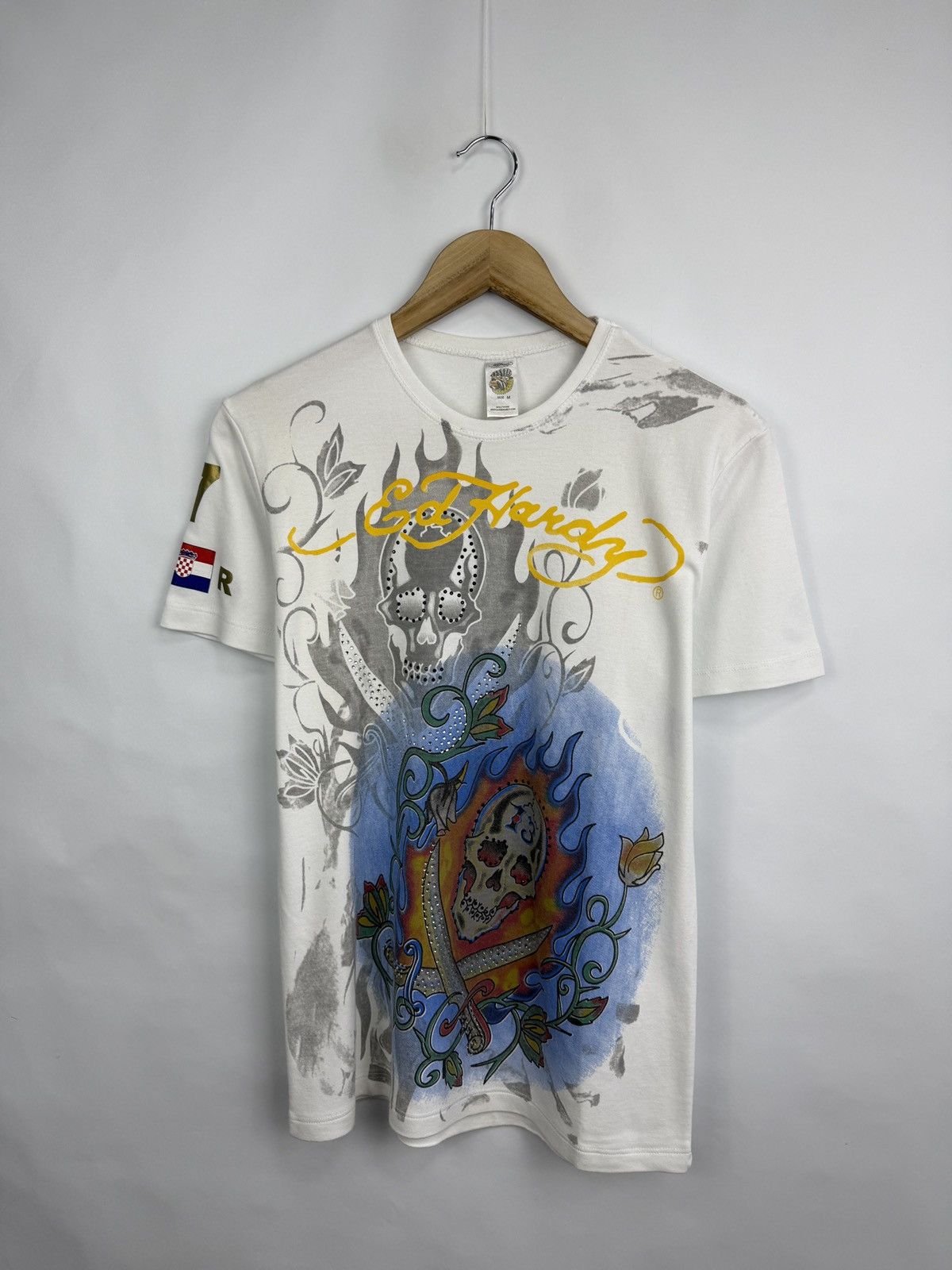 Ed Hardy 🇺🇸💀 Vintage Ed Hardy Skull Rhinestone Christian Audigier Tee Size US M / EU 48-50 / 2 - 3 Thumbnail