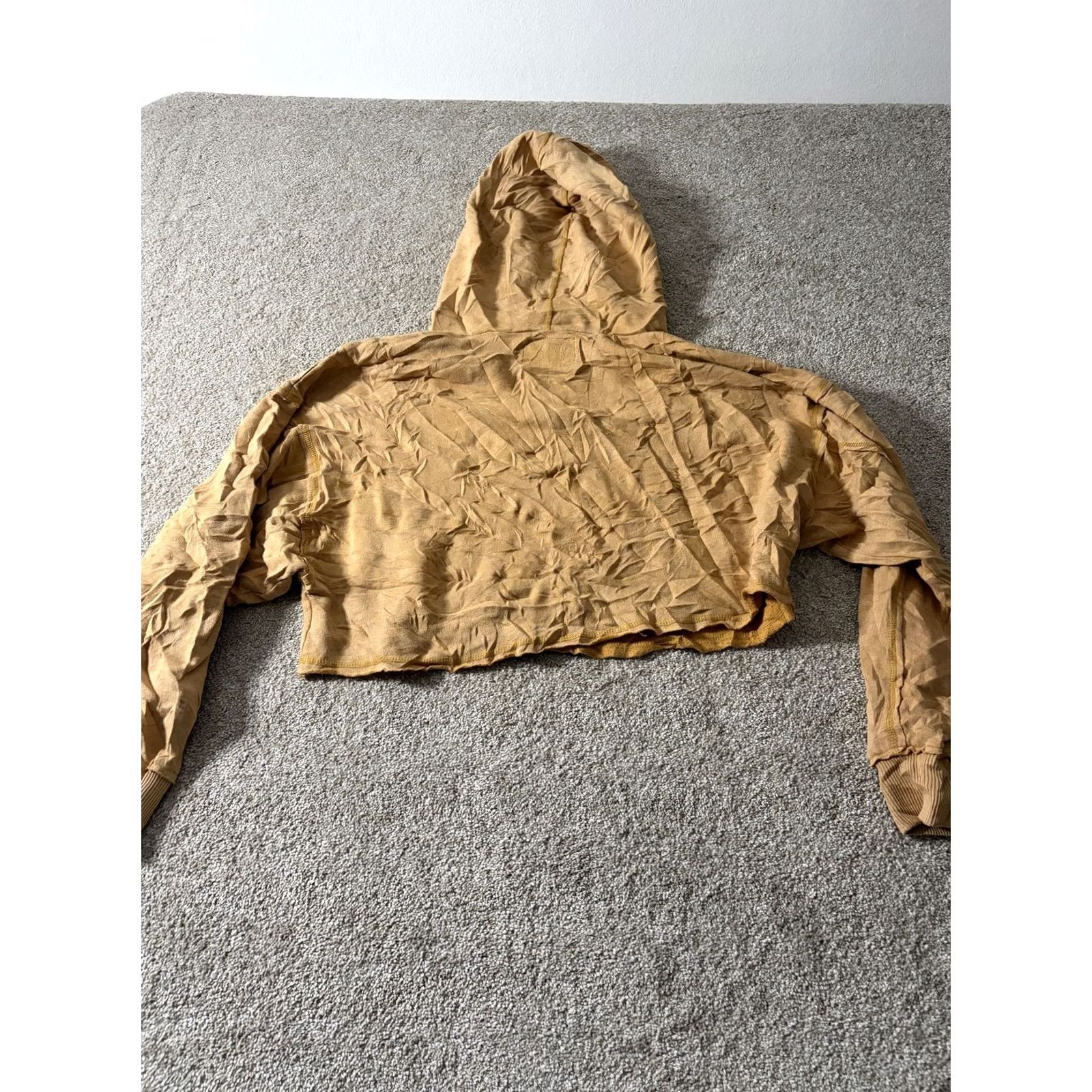 Aeropostale Aeropostale Hoodie Womens Medium Yellow Lightweight Cropped Pullover Sweatshirt Size M / US 6-8 / IT 42-44 - 7 Thumbnail