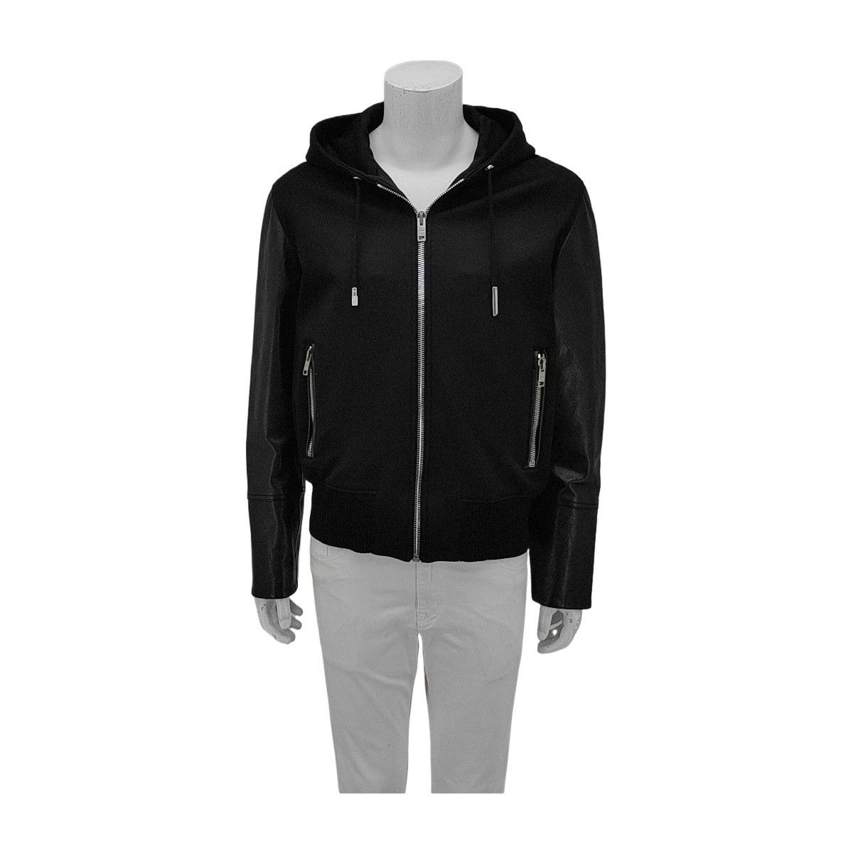 Givenchy Givenchy Leather Sleeve Hooded Bomber Jacket 50 Size US M / EU 48-50 / 2 - 1 Thumbnail