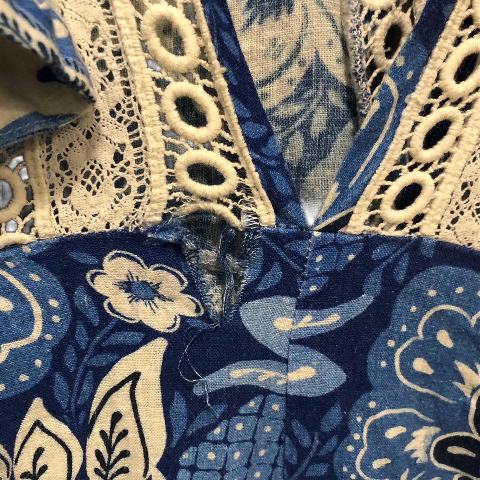 Farm Rio FARM Rio Full of Flowers Blue Floral Lace Jumpsuit M Boho Size 32" / US 10 / IT 46 - 10 Thumbnail