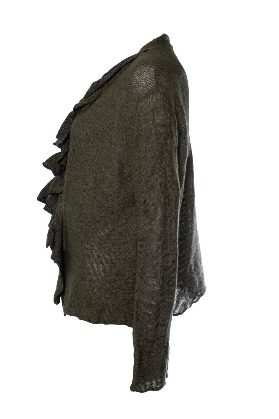 Dries Van Noten Dries van Noten, green ruffled cardigan Size L / US 10 / IT 46 - 4 Thumbnail