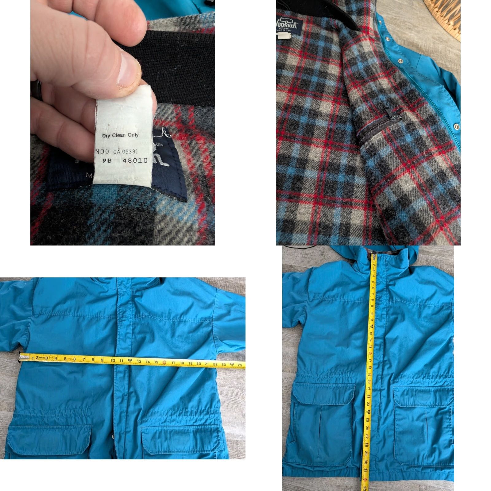 Vintage Vtg Woolrich Jacket Womens Sz M Wool Lined Coat Chore Wind Rain USA Made Teal Size M / US 6-8 / IT 42-44 - 9 Thumbnail