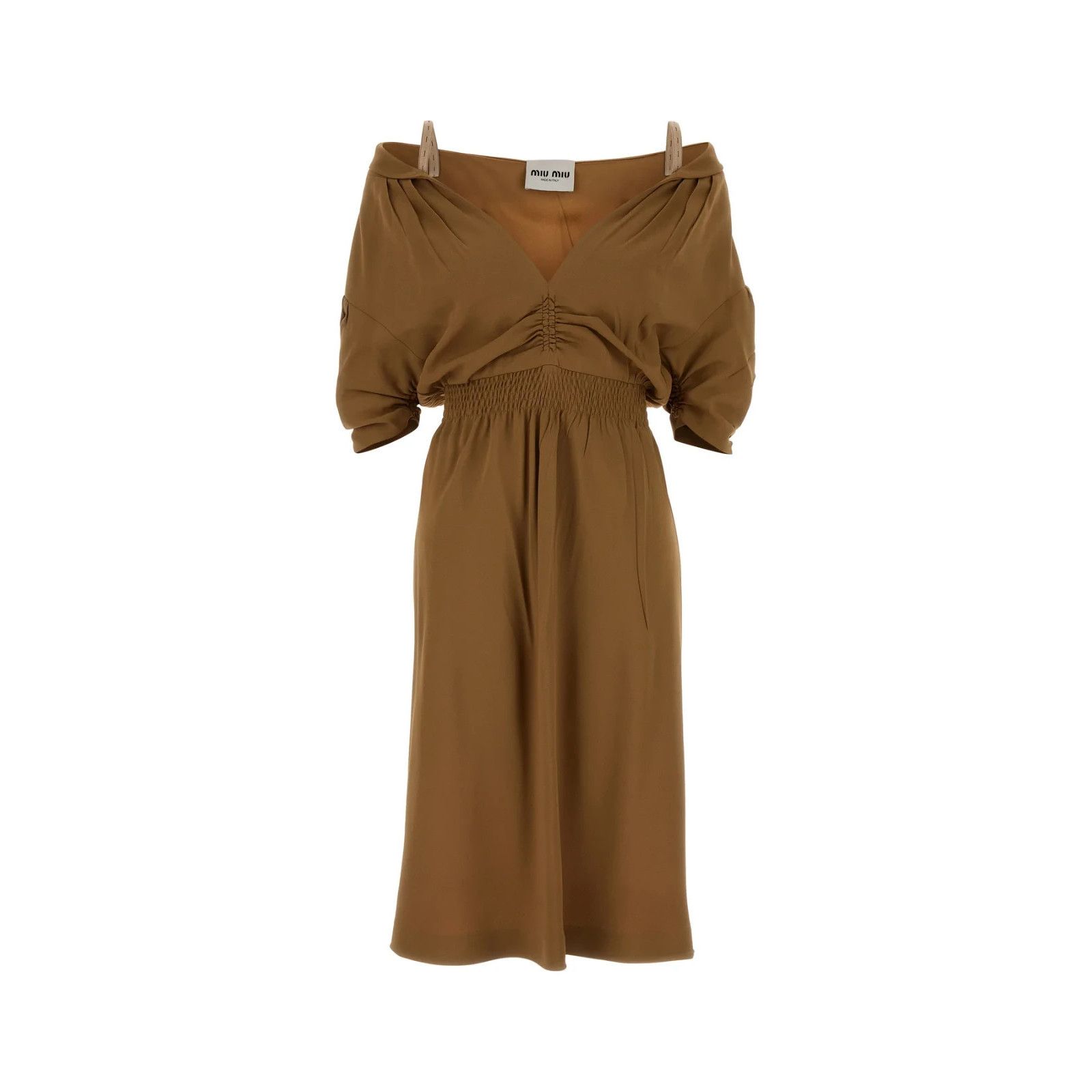 miu miu brown dress MIU MIU Midi sleeveless Dress BROWN main image 1