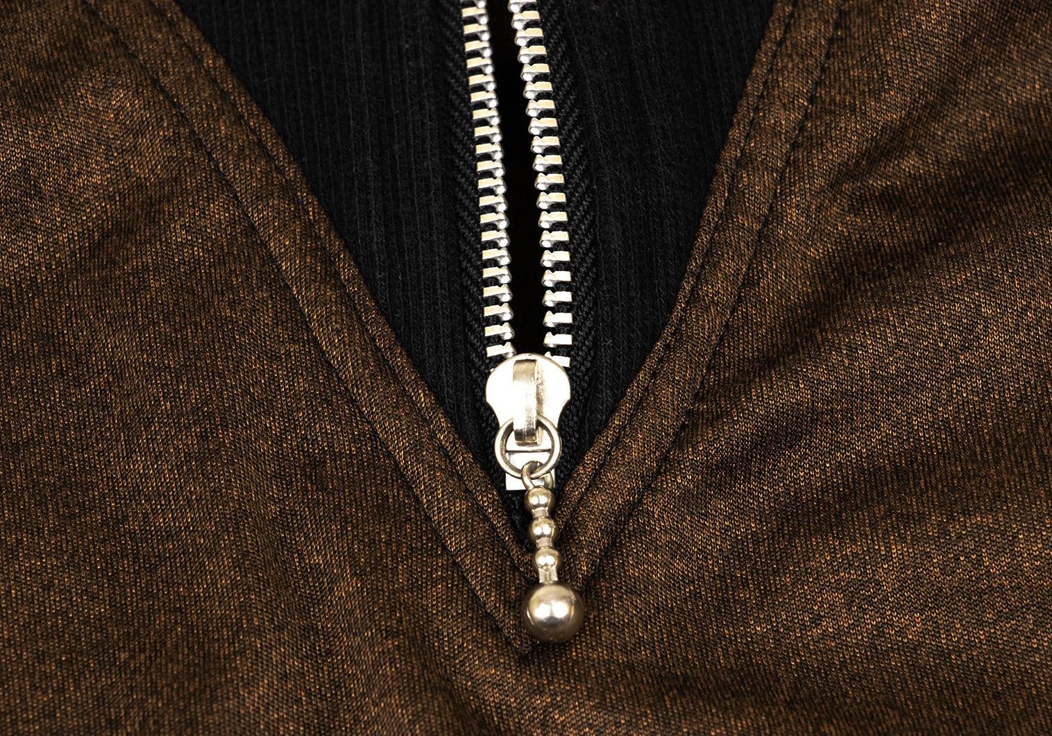 Jean Paul Gaultier Junior Half-Zip Ribbed Cut and Sew in Brown Black Size US M / EU 48-50 / 2 - 5 Thumbnail