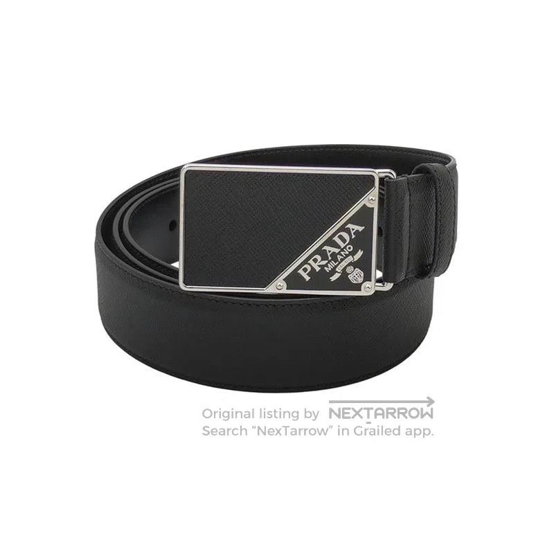 Prada Prada Black Leather Logo Belt. Size ONE SIZE - 1 Thumbnail