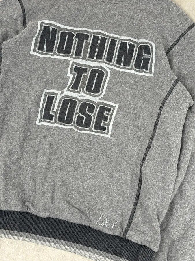 Dolce & Gabbana 2000s Dolce & Gabbana Grey Embroidered Nothing to Lose Hoodie Size US M / EU 48-50 / 2 - 7 Thumbnail