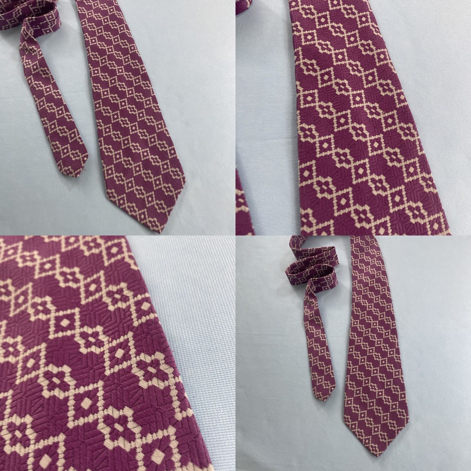 Vintage Vtg 1970s Extra Wide 4.5" Kipper Tie Woven Purple Lilac White Geometric 4.5x58 Capsule Necktie Mens Tie Size ONE SIZE - 10 Thumbnail