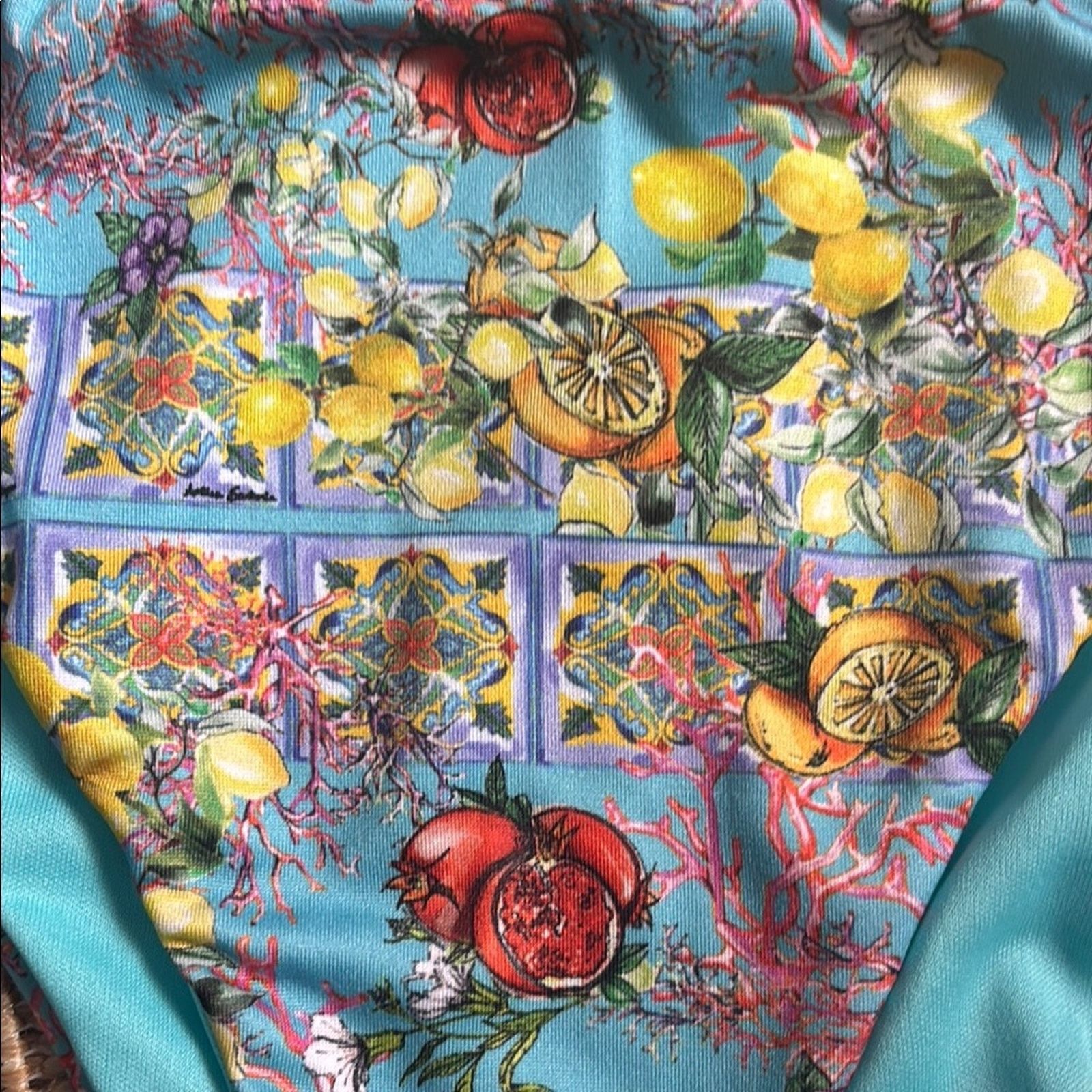 Other NWT Antica Sartoria Positano Blue Floral String Tie Bikini L Size ONE SIZE - 10 Thumbnail
