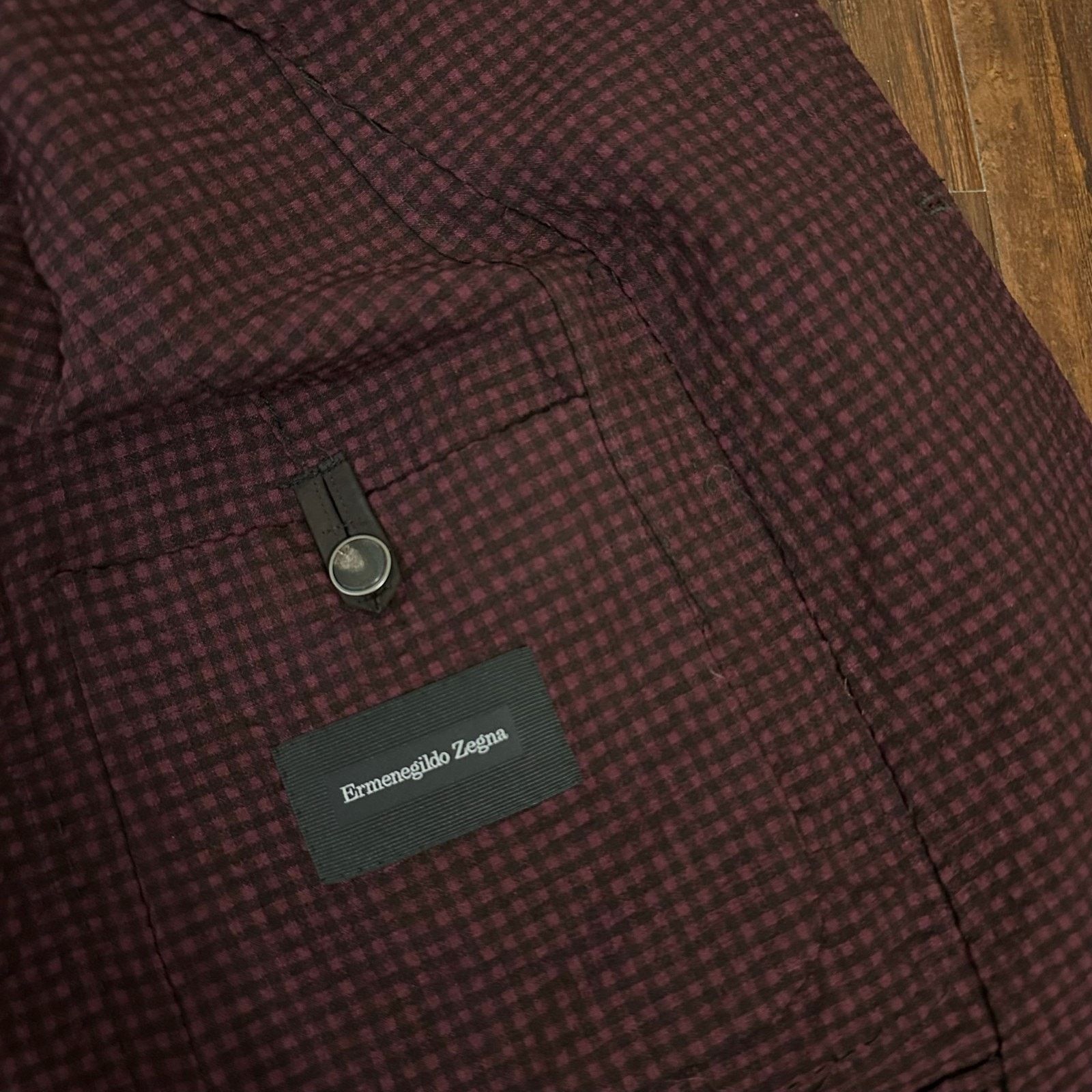 Ermenegildo Zegna ERMENEGILDO ZEGNA Seersucker Blazer Unlined Wool Silk Size 52R - 9 Thumbnail