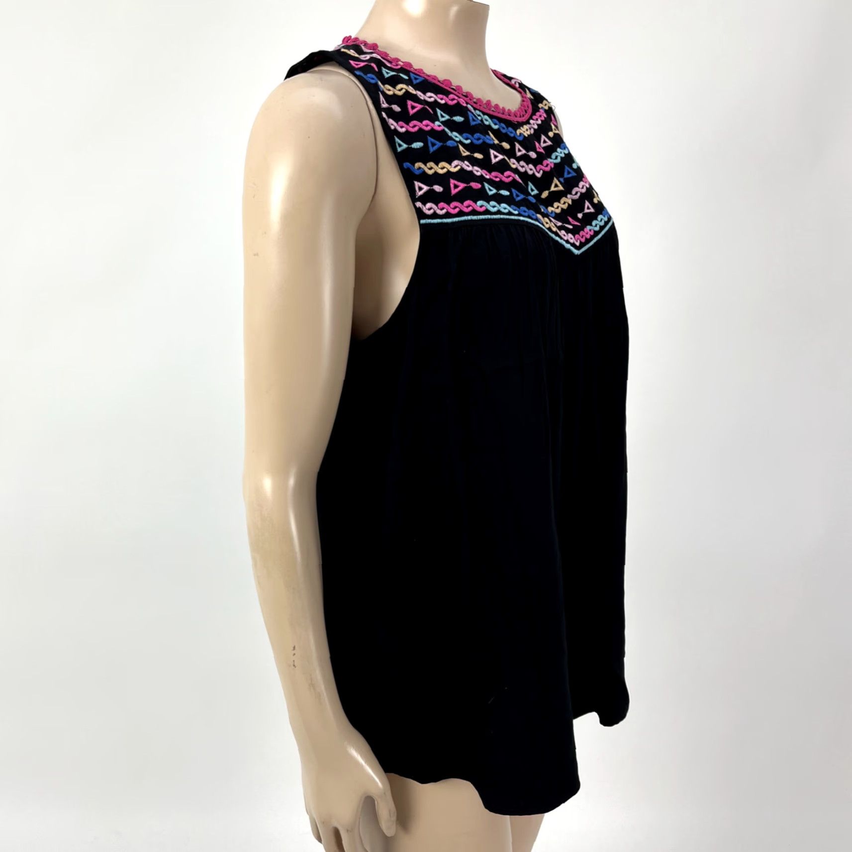 Vintage Savanna Jane Embroidered Women's Shirt S Bohemian Sleeveless Tank Rayon C3-22 Size S / US 4 / IT 40 - 5 Thumbnail