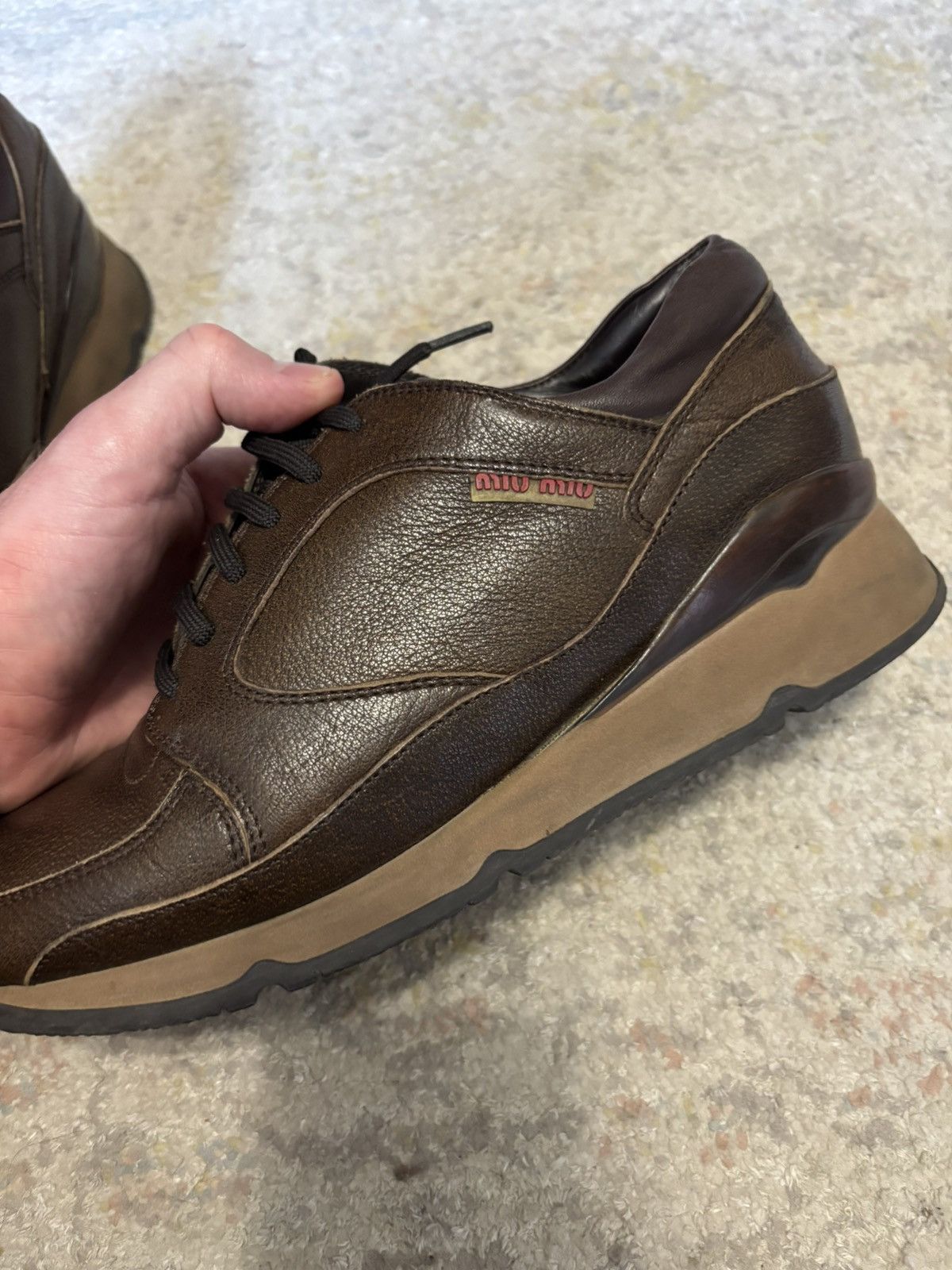 Miu Miu Miu Miu 90s Leather Runners Size US 5.5 / EU 38 - 8 Thumbnail