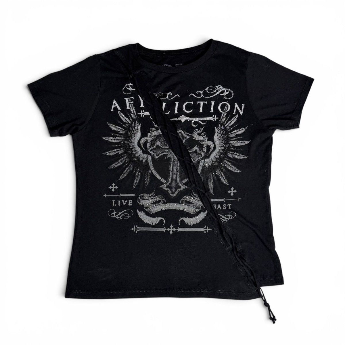 Affliction NWT Affliction Portrayal Rhinestone Cut Out Front Top Size S / US 4 / IT 40 - 1 Thumbnail