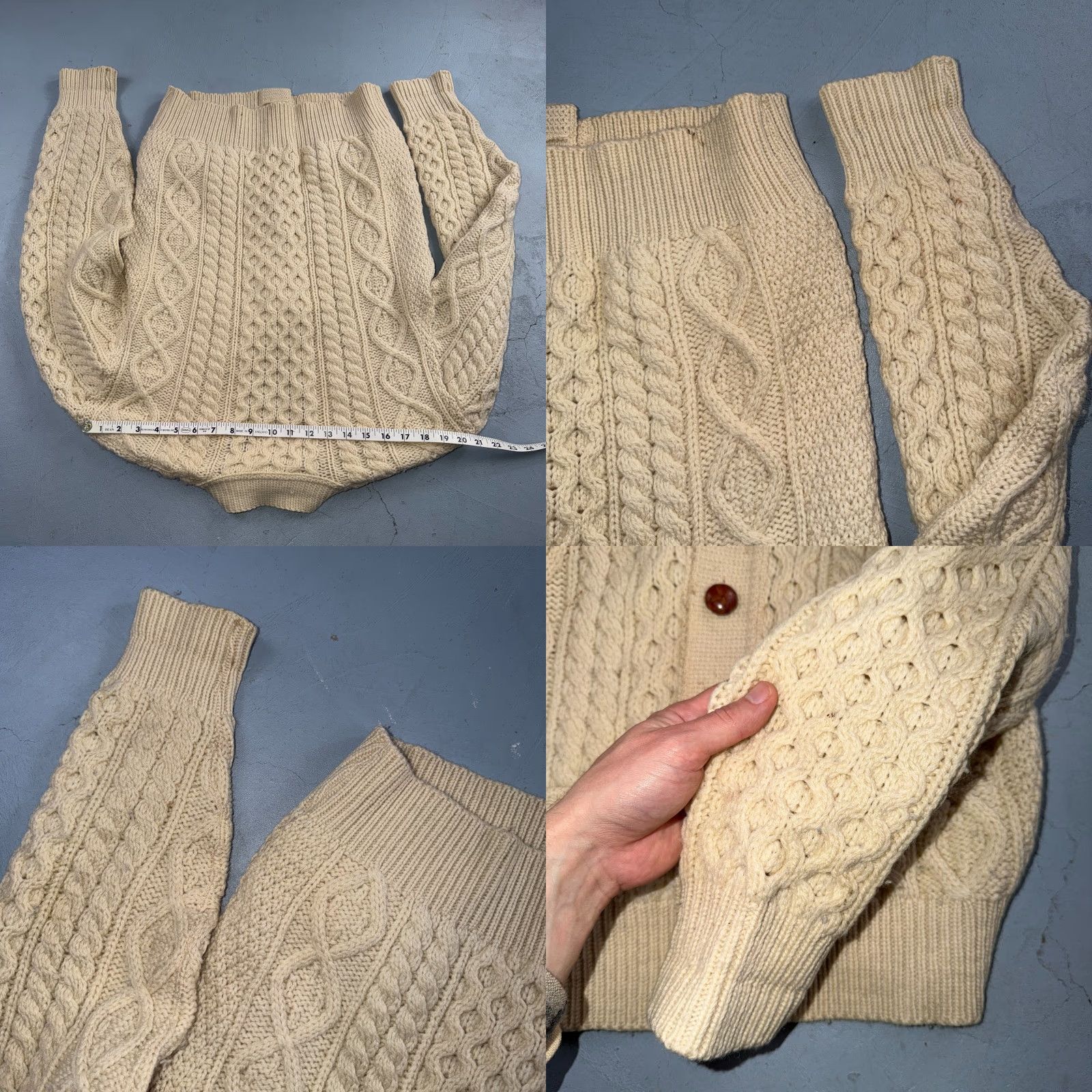 Vintage Bemidji Woolen Mills Yes Vintage Cardigan Crewneck? No — Actually: Bemidji VTG Woolen Mills Cream Cable Knit Cardigan Sweater Fisherman Boho 1970s Size US M / EU 48-50 / 2 - 8 Thumbnail