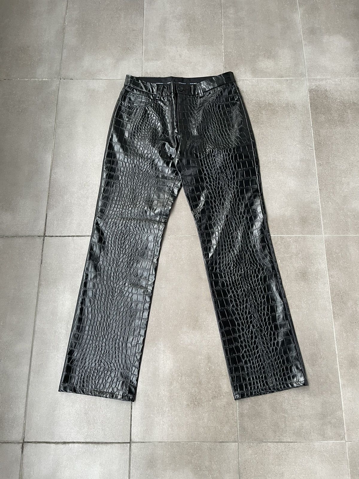 Viktor & Rolf !DS! SS23 Viktor & Rolf Crocodile Faux Leather Black Pants Size US 32 / EU 48 - 11 Thumbnail