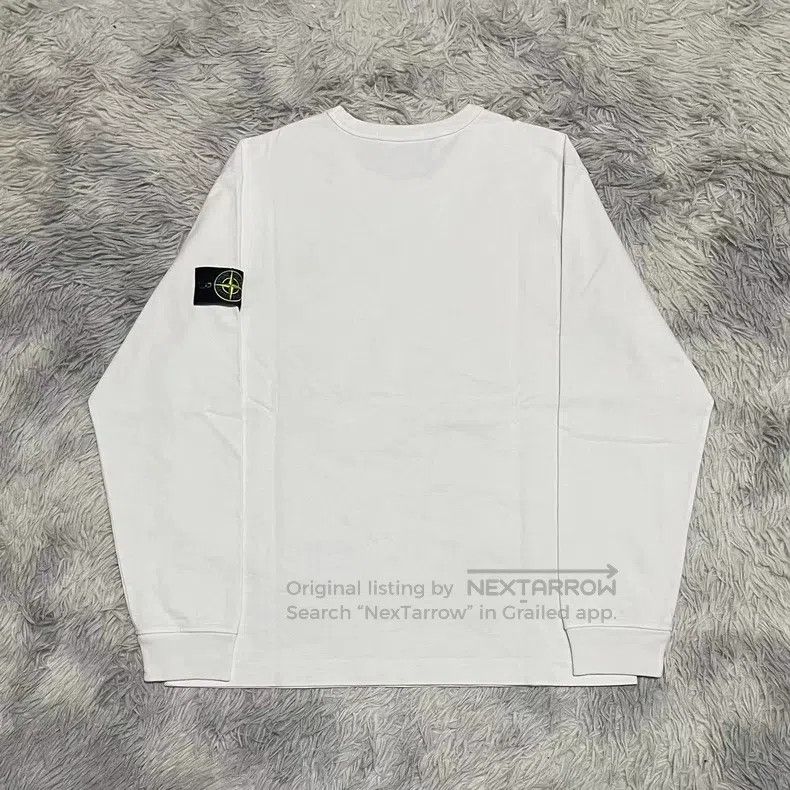 Stone Island Stone Island Basic Sweatshirt Loose Fit White Long Sleeve Size US XL / EU 56 / 4 - 2 Thumbnail