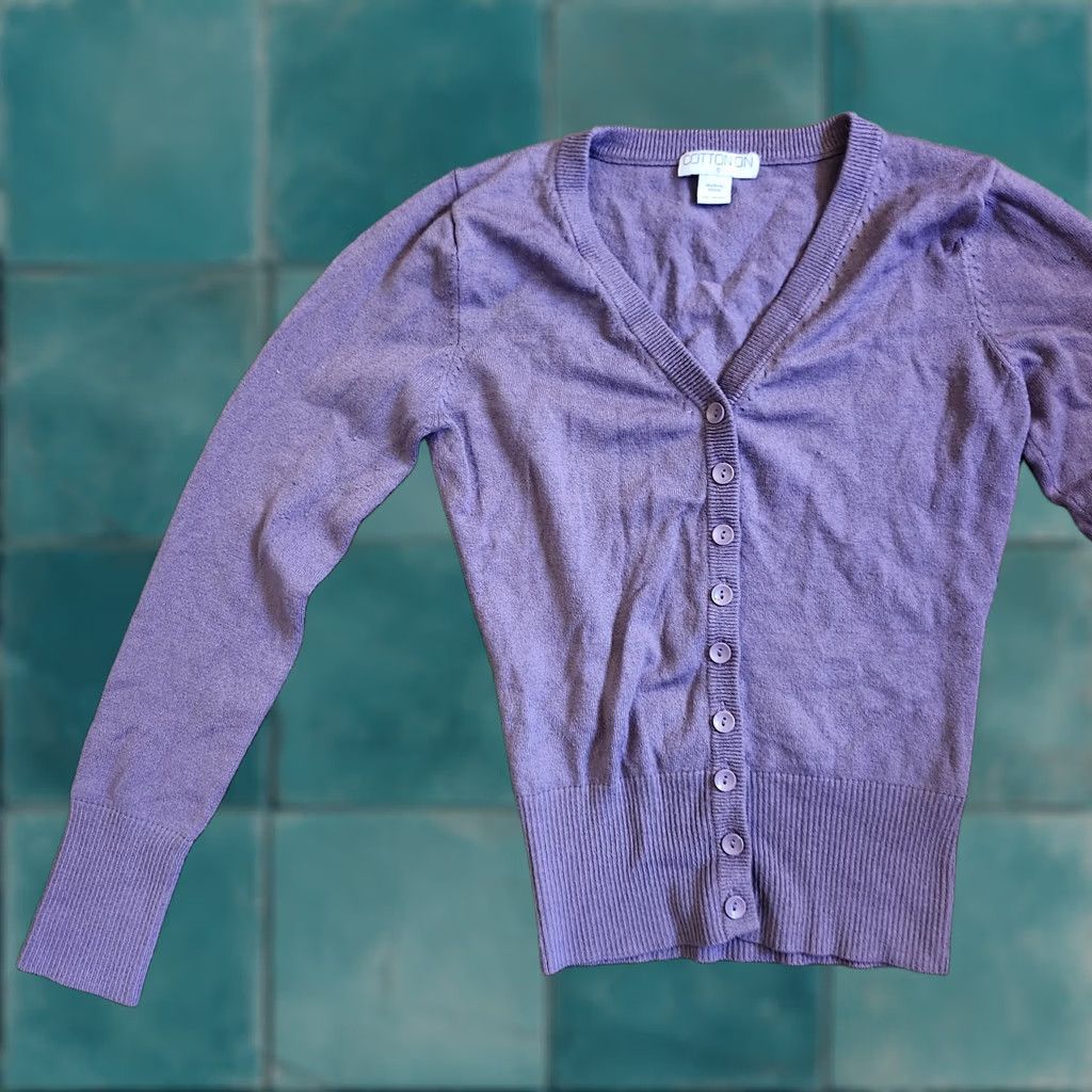 Cotton On Cotton On Girl's Junior Purple Button Cardigan - Size S, Purple, Button-Up, Long Sleeve, Casual, Travel, Solid, Juniors, Womens, Regular Fit Size S / US 4 / IT 40 - 1 Thumbnail