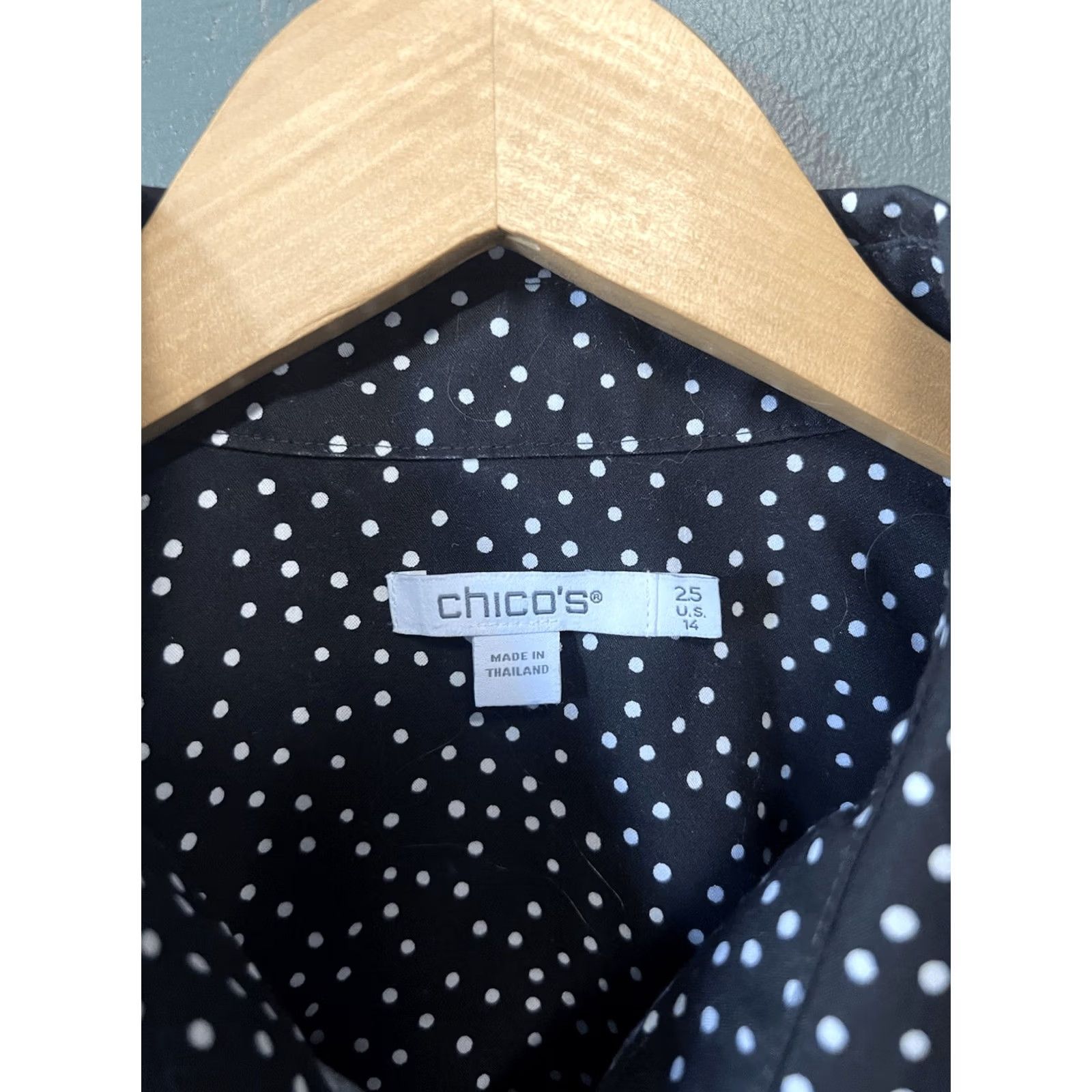 Vintage Chicos Shirt Womens Size 14 Black Polka Dot Long Sleeve Button Up Size XL / US 12-14 / IT 48-50 - 3 Thumbnail