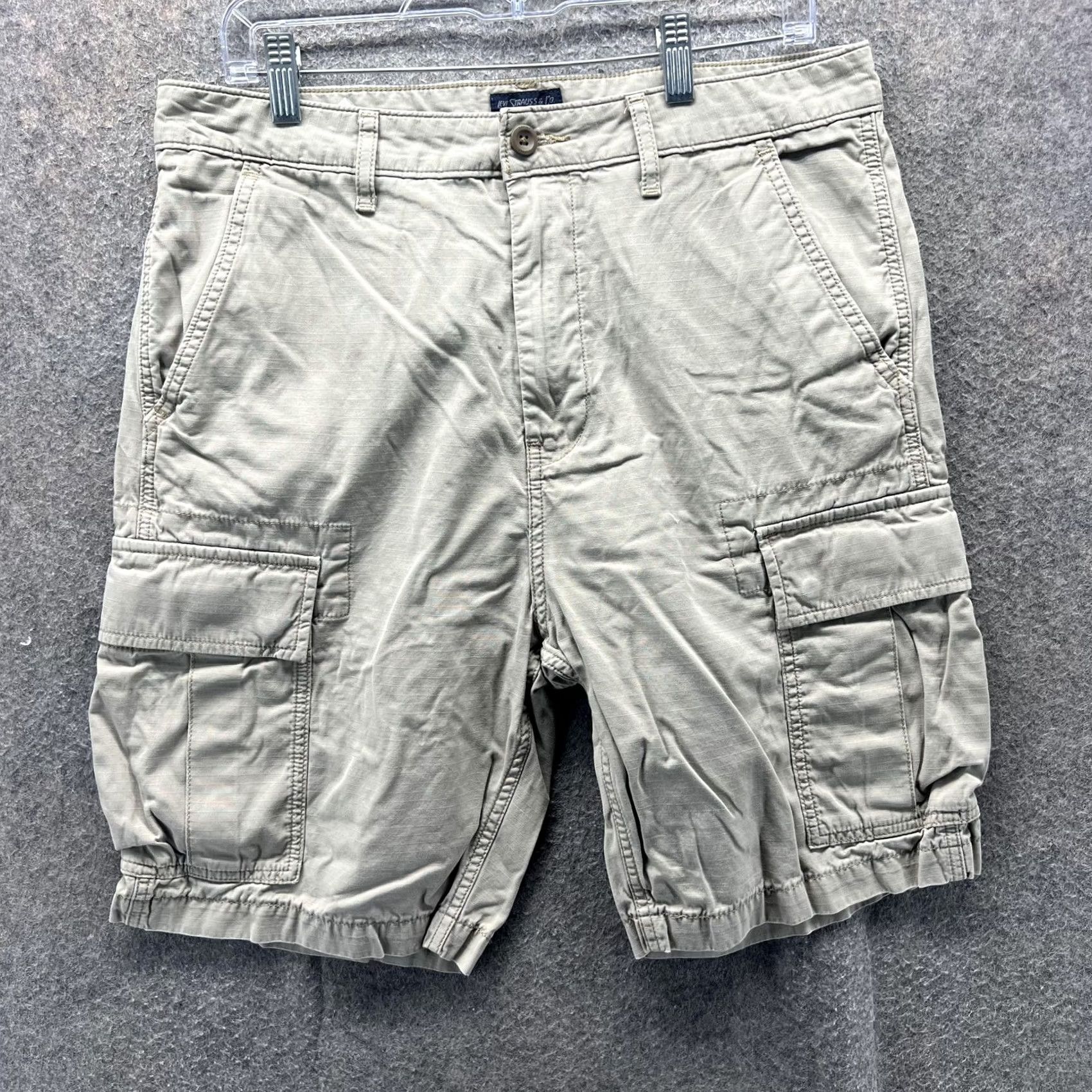 Levi's Levi's Cargo Shorts Mens 32 Khaki WaterLess Ripstop Utility Multi Pocket Shorts Mens 32 Beige Pockets Cargo Casual Men Size US 32 / EU 48 - 2 Thumbnail