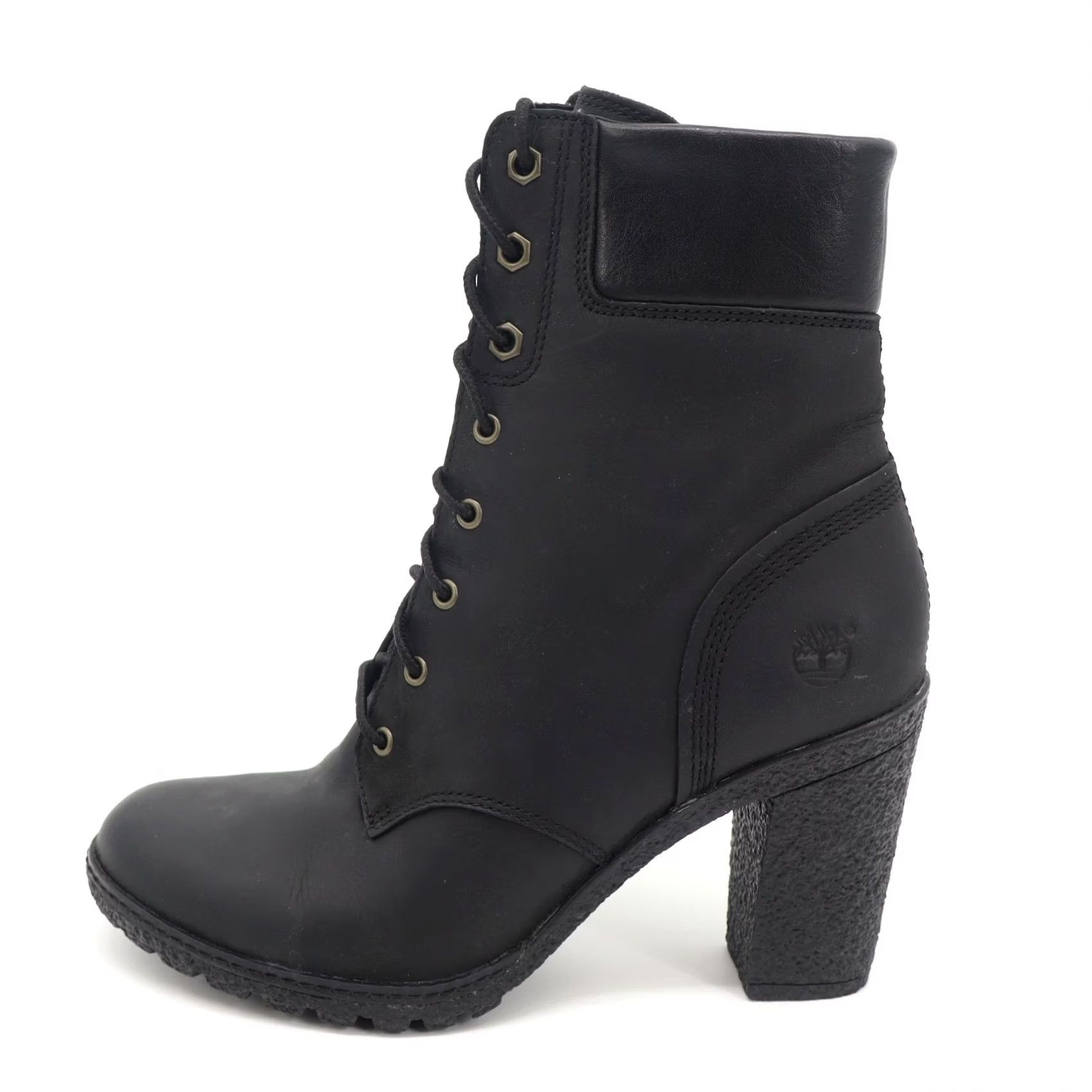 Timberland Timberland Boot Black Leather Lug Sole Block Heel 8 Women’s Ankle Combat Edgy Shoe Style Bootie Size US 8 / IT 38 - 4 Thumbnail