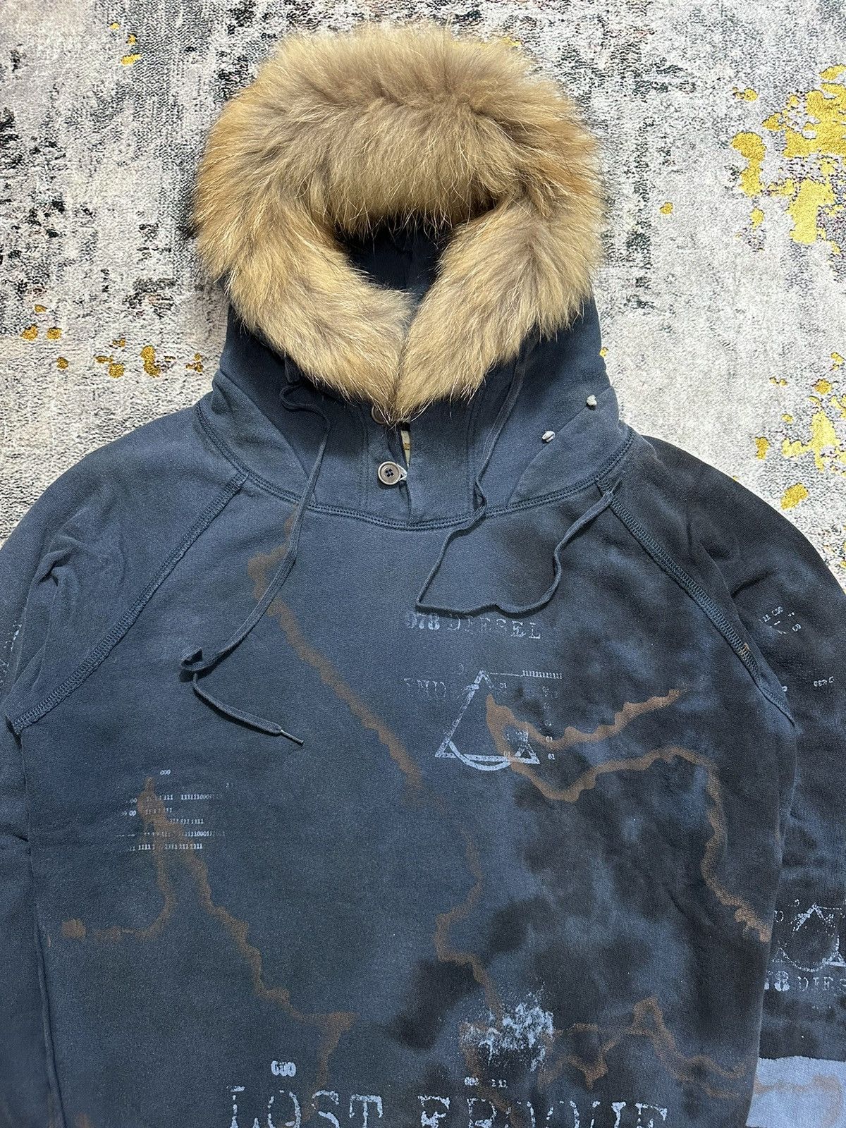 20471120 SUNFADED DIESEL 978 ABSTRACT POEM FUR HOODIE Size US XL / EU 56 / 4 - 3 Thumbnail