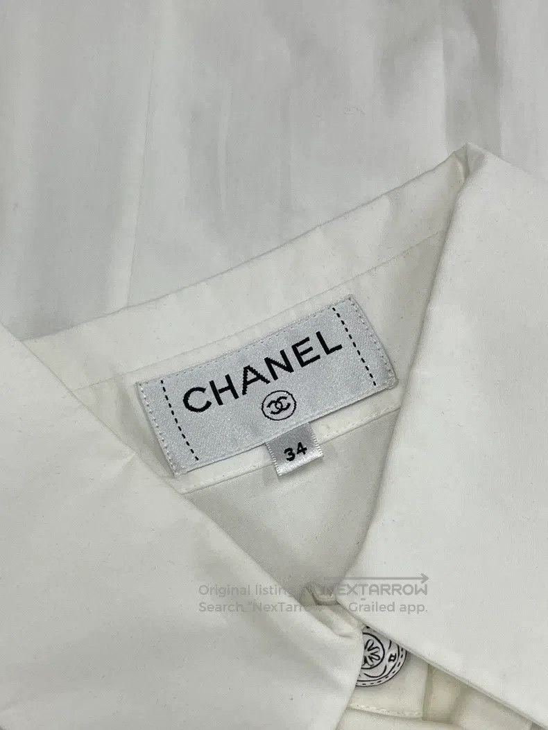 Chanel Chanel White stitching hollow lapel shirt long sleeves Size XXS / US 00 / IT 34 - 5 Thumbnail