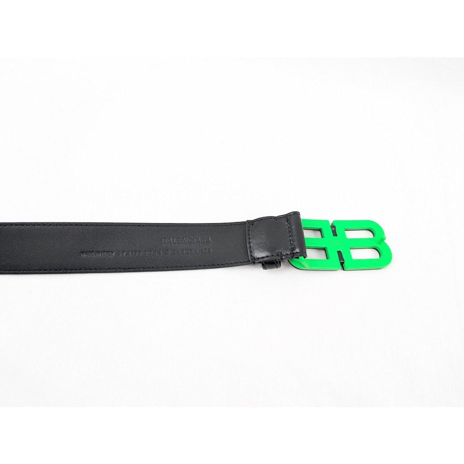 Balenciaga o1rshd1 Size:110 / BB Hourglass Large Belt Black/Green Size 42 - 9 Thumbnail