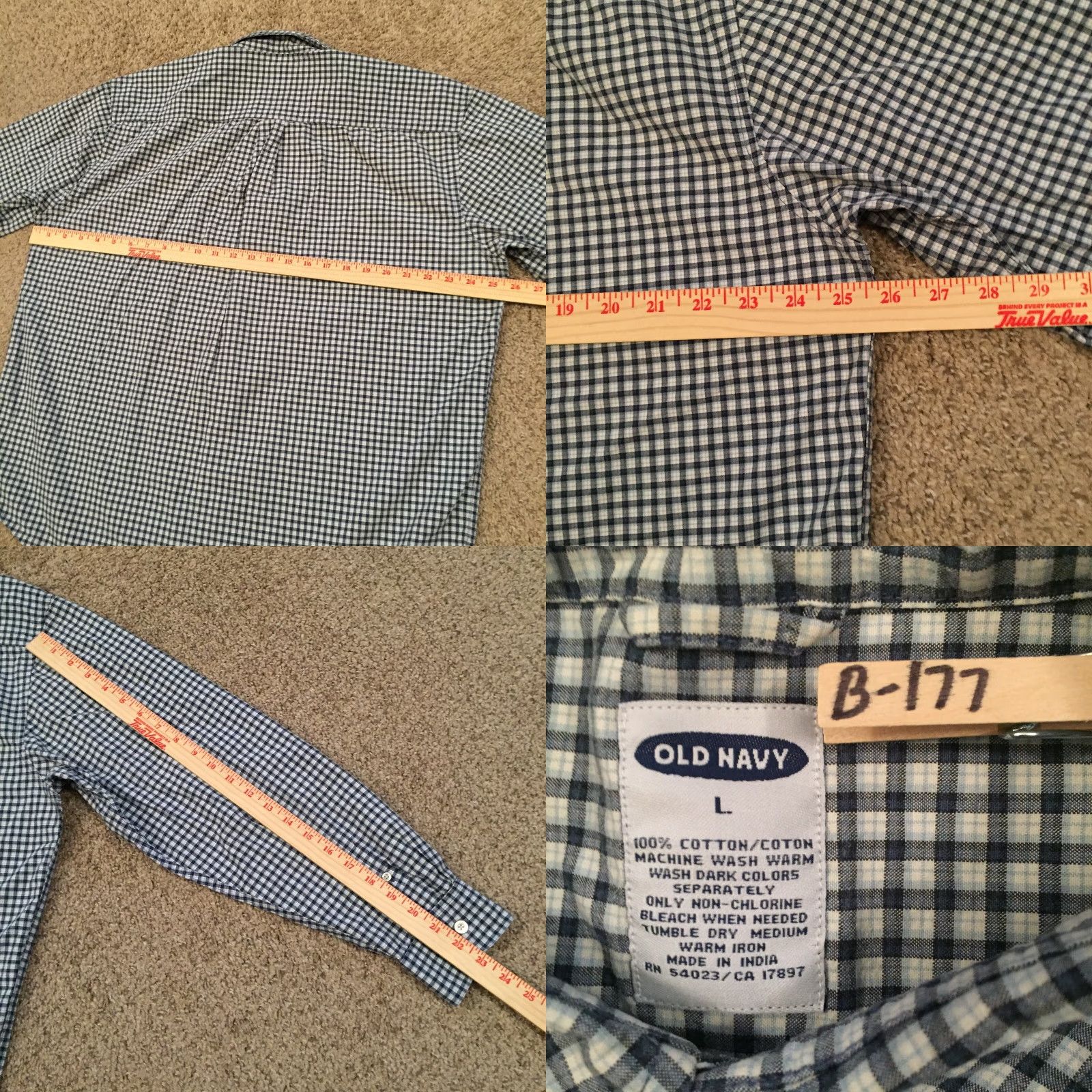 Old Navy Old Navy Mens Large Blue Check Shirt Long Sleeve Button-Up Size US L / EU 52-54 / 3 - 8 Thumbnail