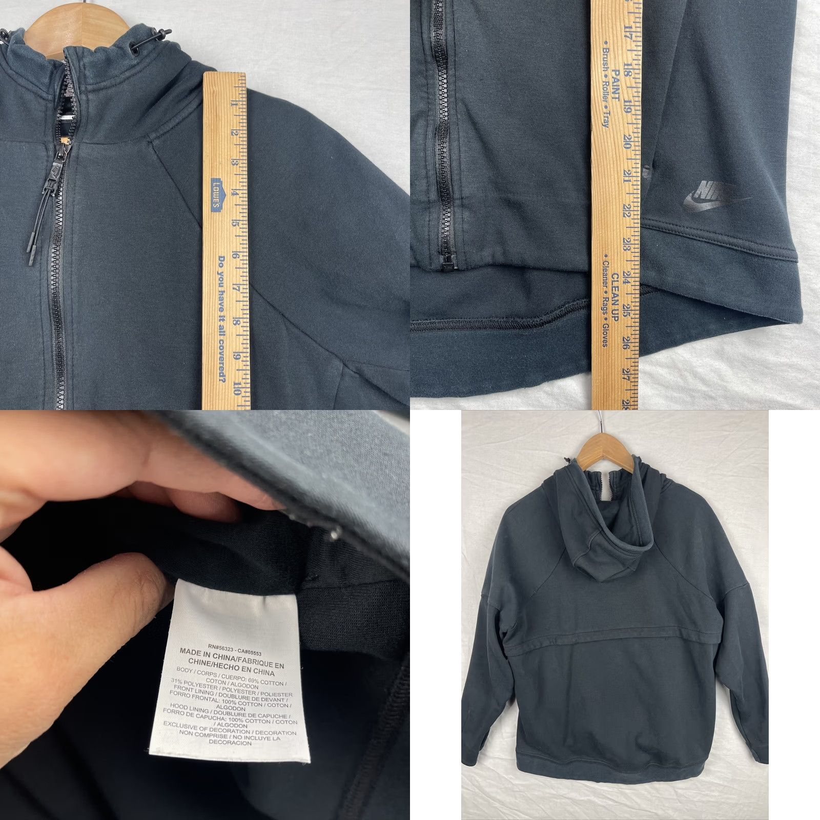 Nike Nike Hoodie Womens Large Black Full Zip Tech Fleece Sportswear Size L / US 10 / IT 46 - 8 Thumbnail