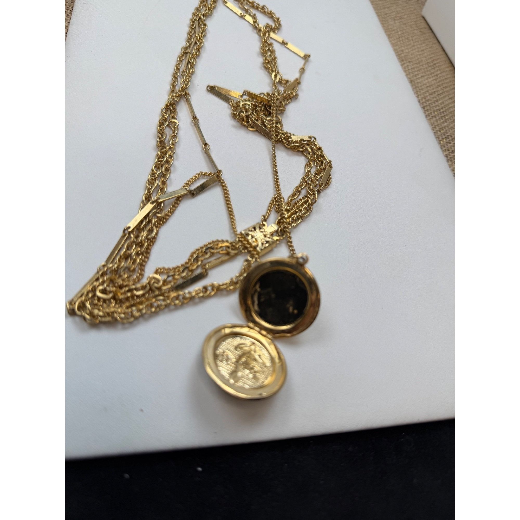 Other Locket pendant 4 tier necklace Gold Plated Multi-Layer Neckl Size ONE SIZE - 4 Thumbnail